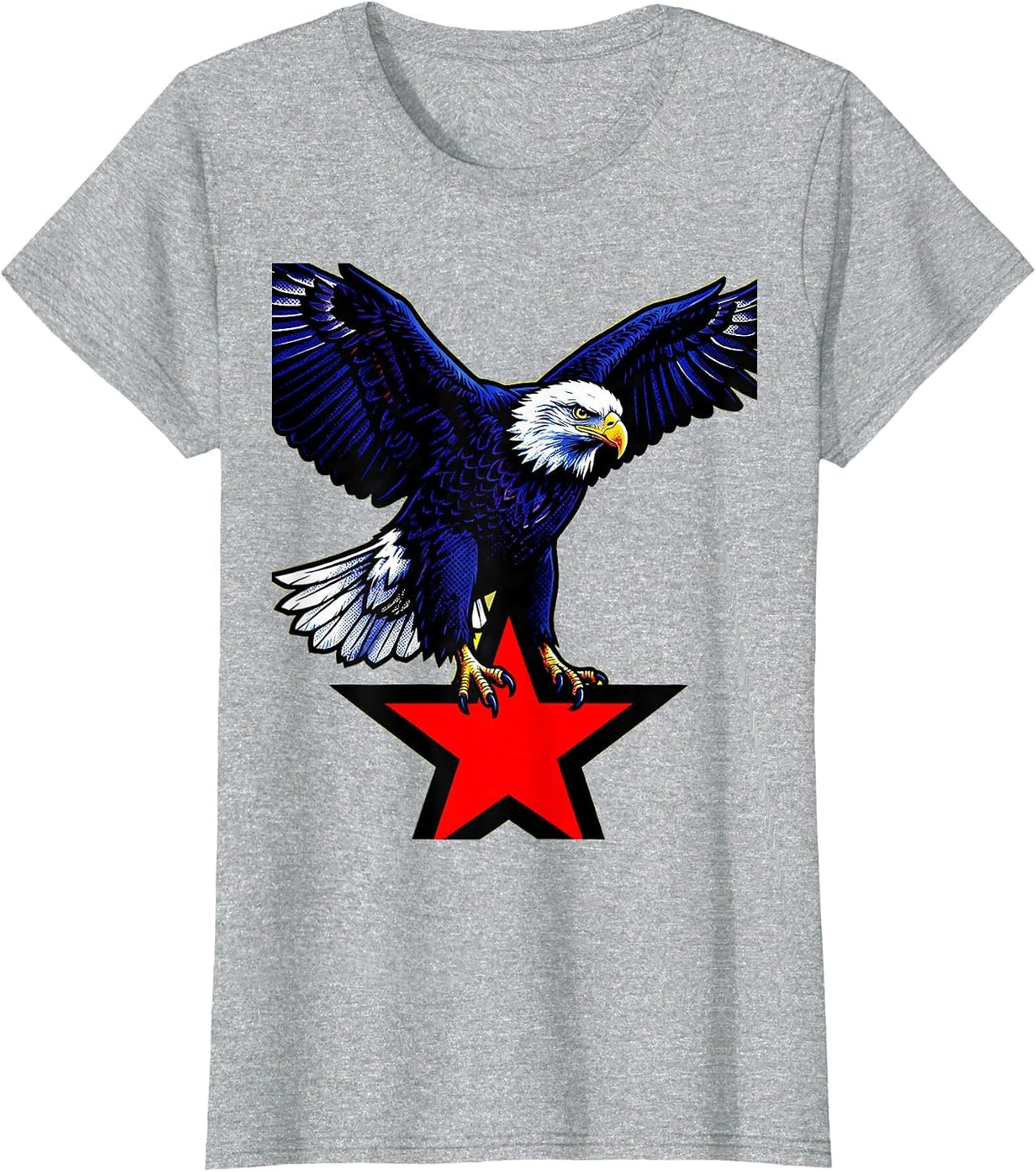Proud Democrat Bald Eagle Democratic Star T-Shirt - Heather Grey