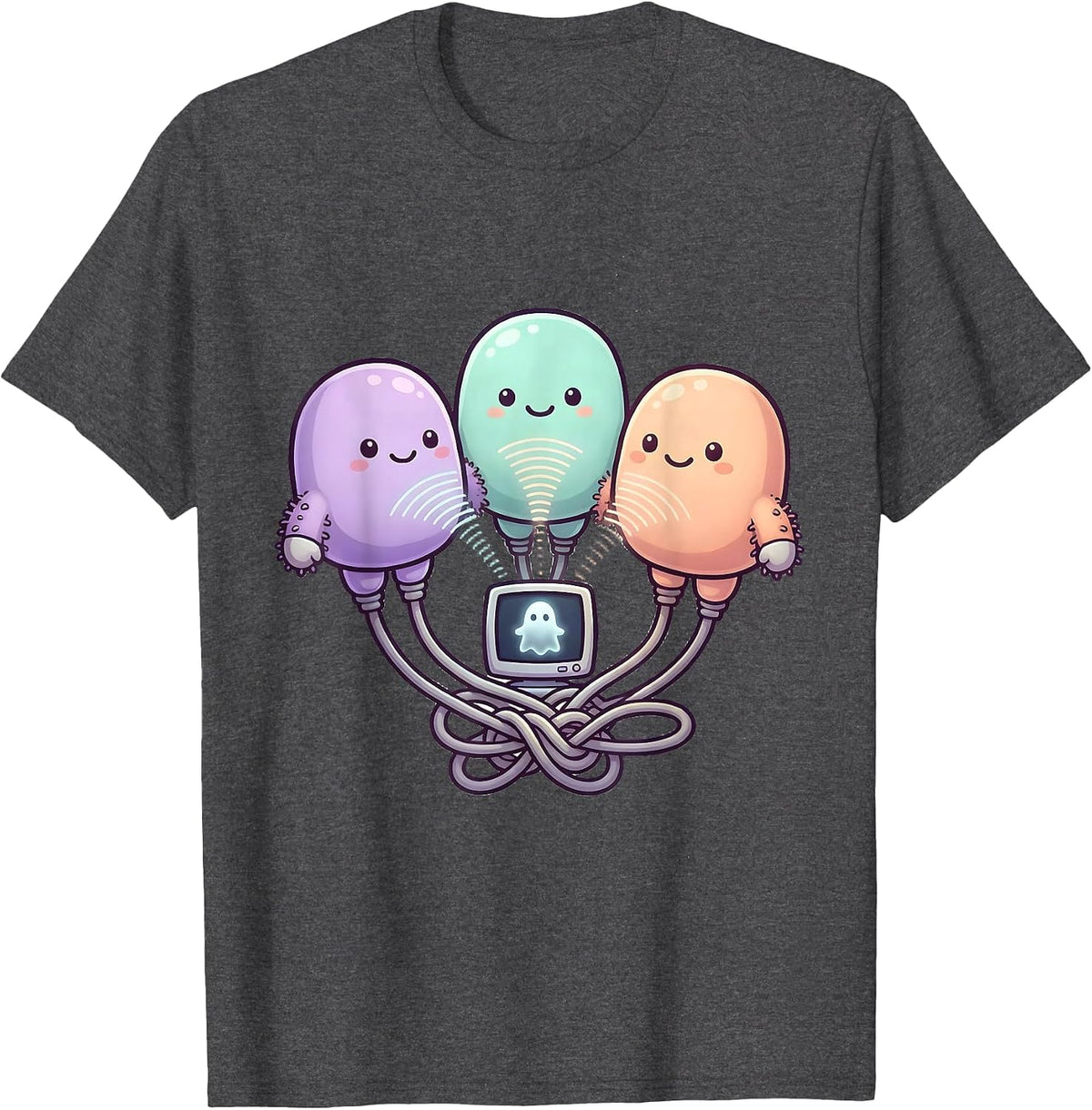 Ultrasound Tech Kawaii Ghost Sonography Halloween T-Shirt - Dark Heather Grey