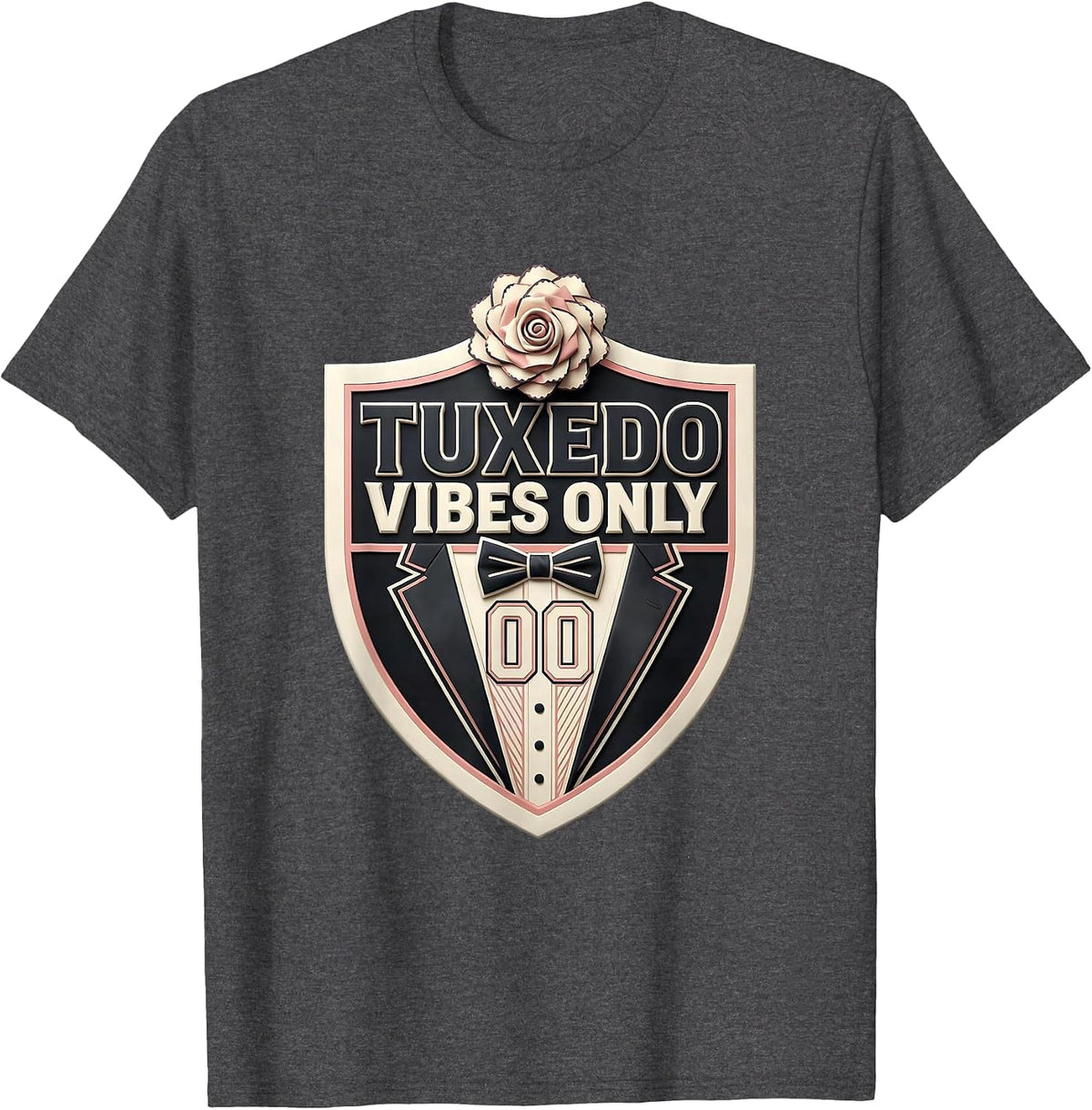 Tuxedo Vibes Only Formal Style Design T-Shirt - Dark Heather Grey