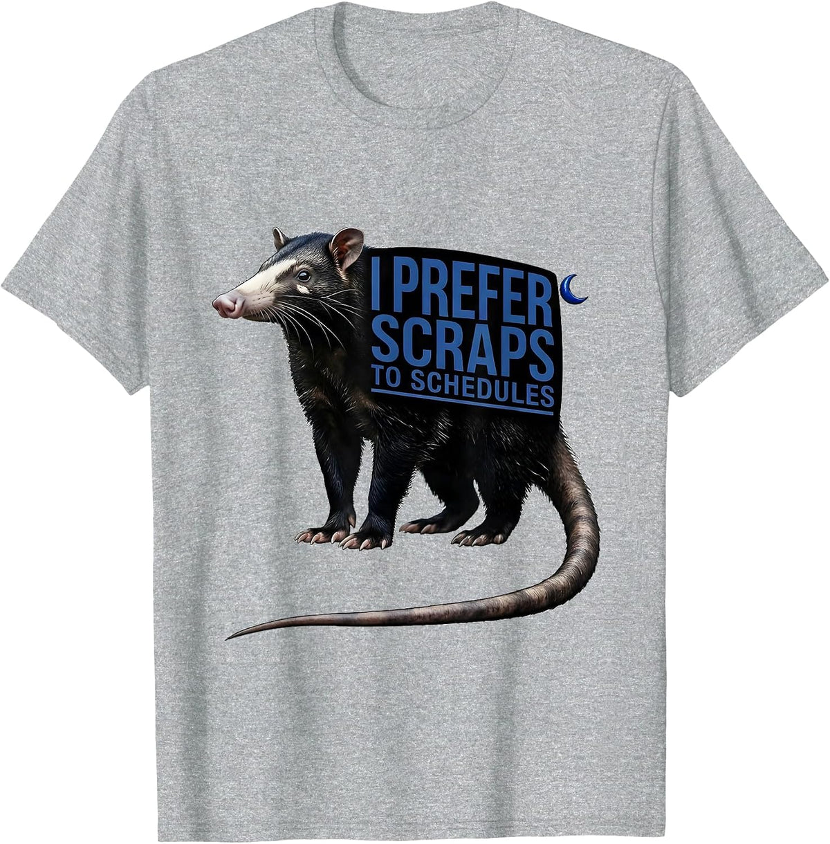 Men's I Prefer Scraps To Schedules Funny Opossum Animal Meme T-Shirt - Heather Grey