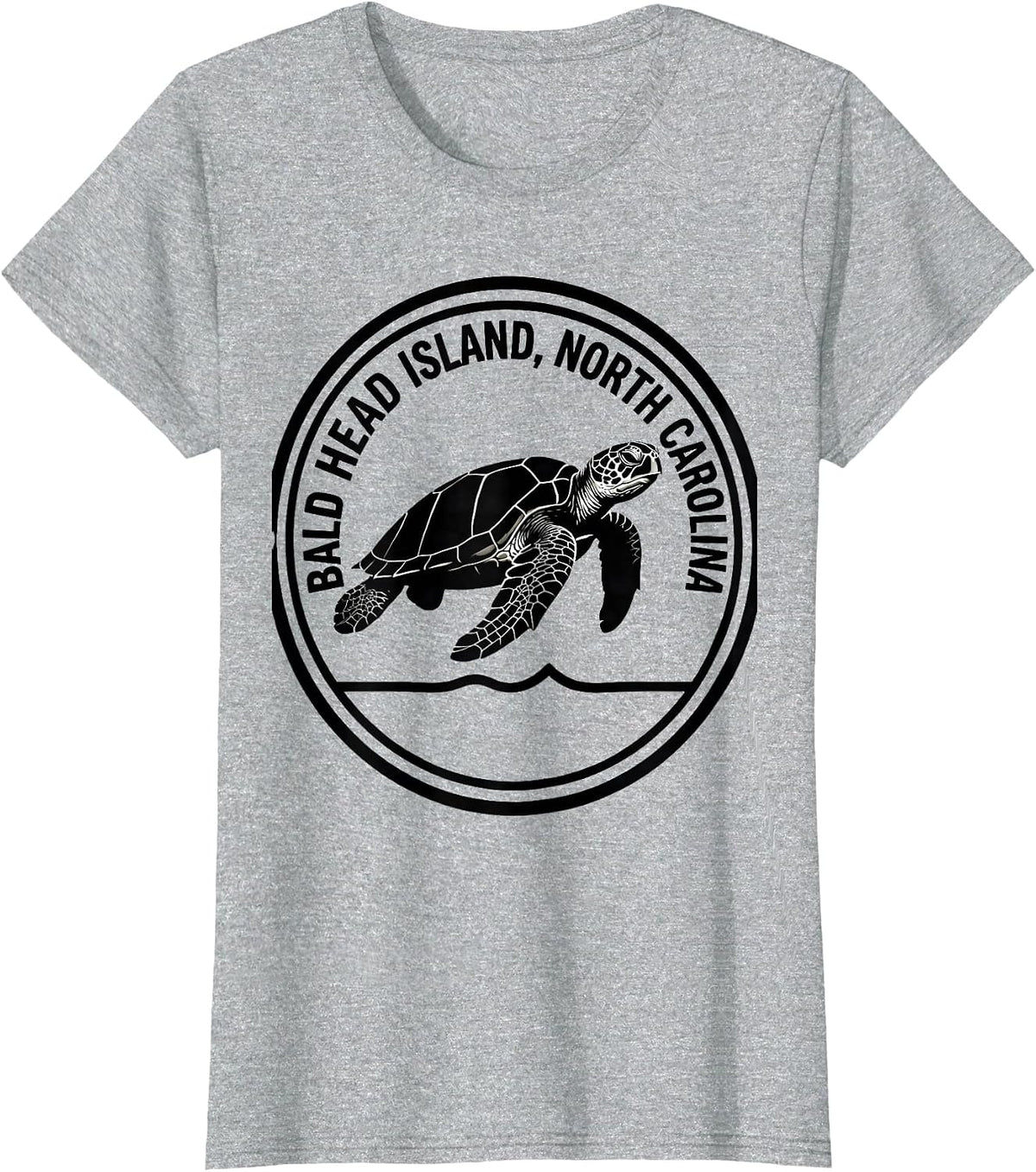Bald Head Island North Carolina Silhouette Sea Turtle T-Shirt - Heather Grey