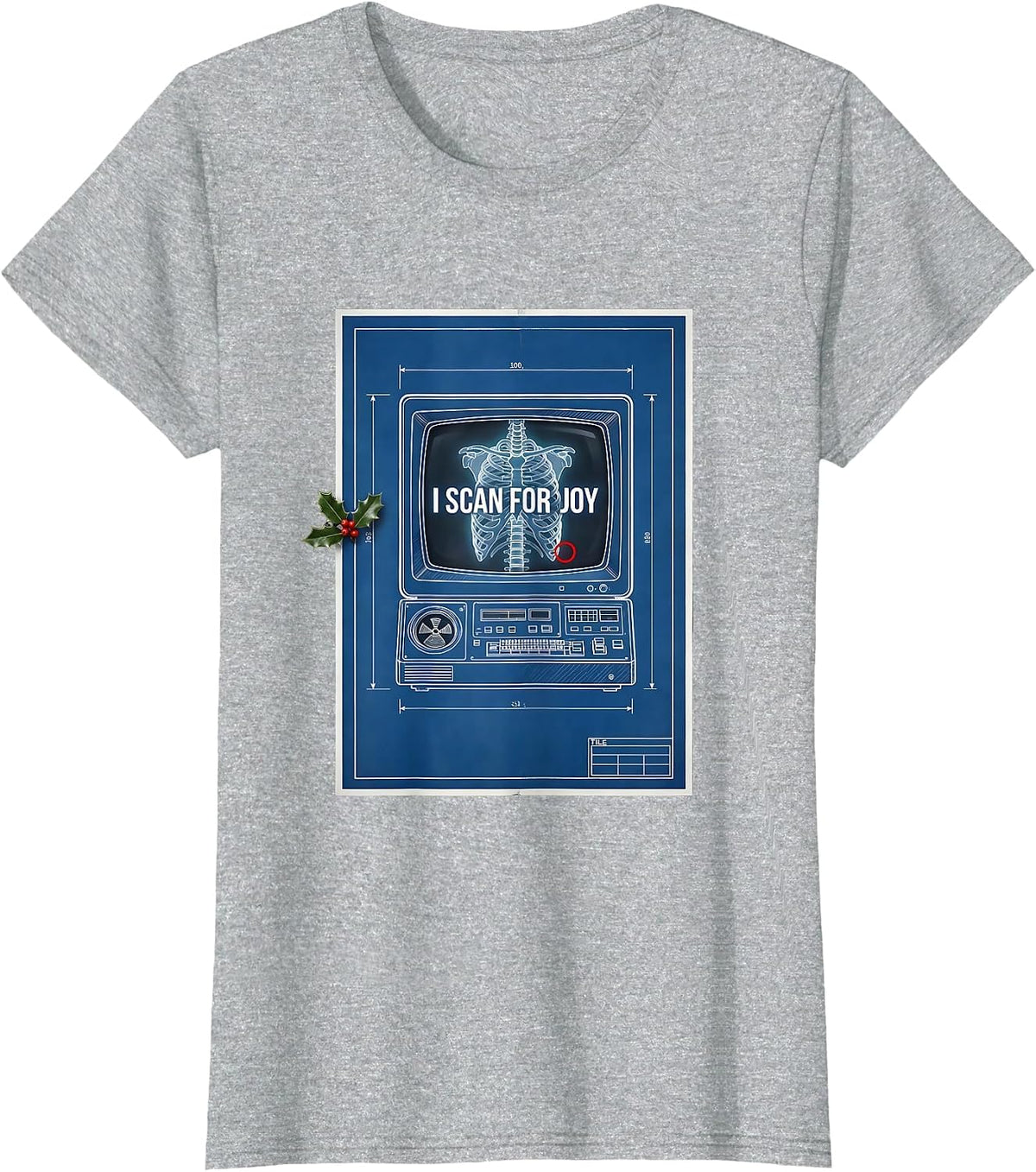 I Scan For Joy Technical Blueprint Radiology Tech Humor T-Shirt - Heather Grey