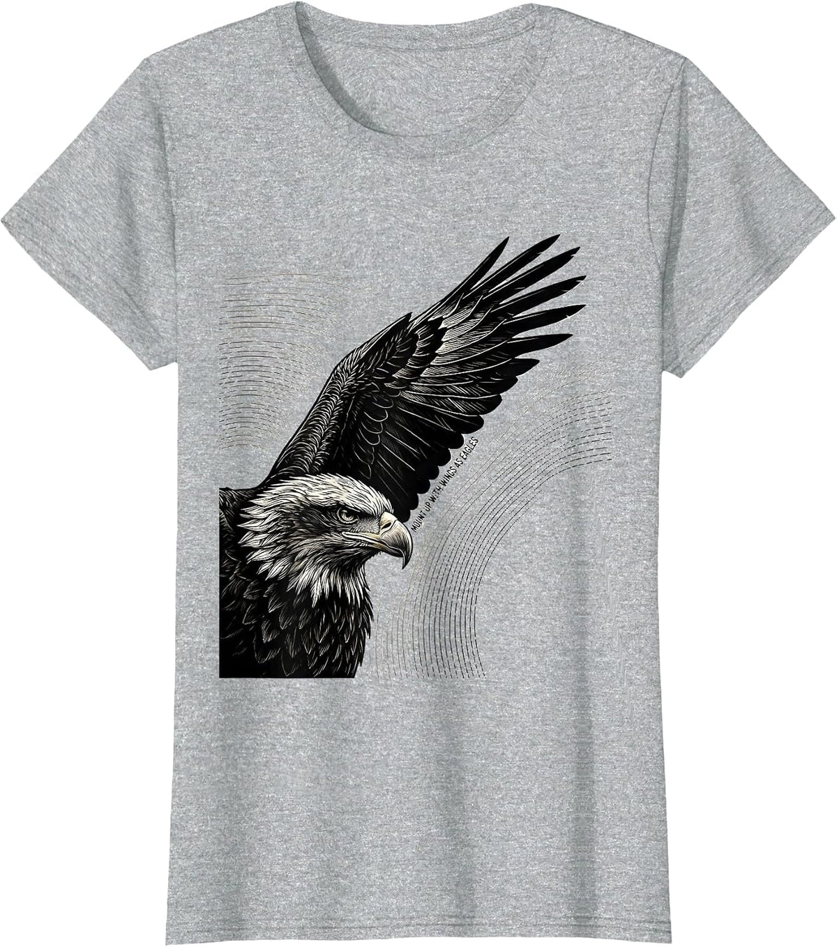 Mount Up With Wings As Eagles Line Art Eagle Lover Faith T-Shirt - Heather Grey