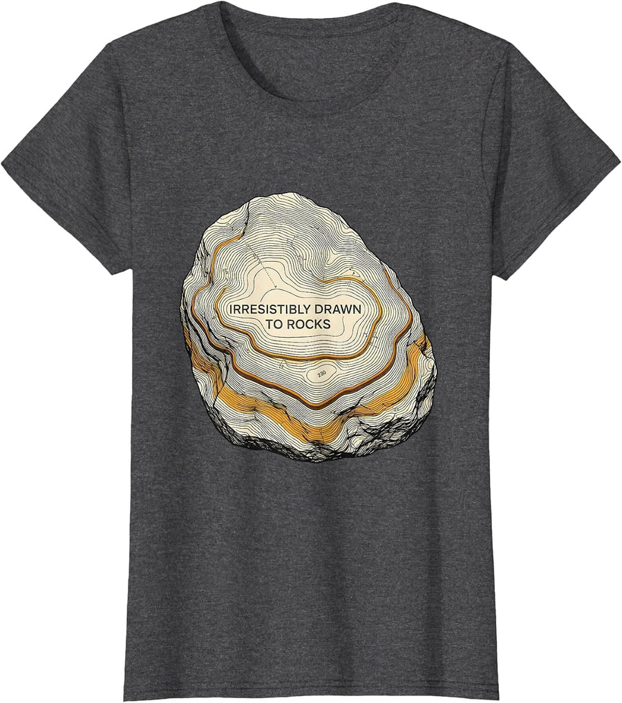 Women's Irresistibly Drawn To Rocks Funny Geologist Rock Collector T-Shirt - Dark Heather Grey
