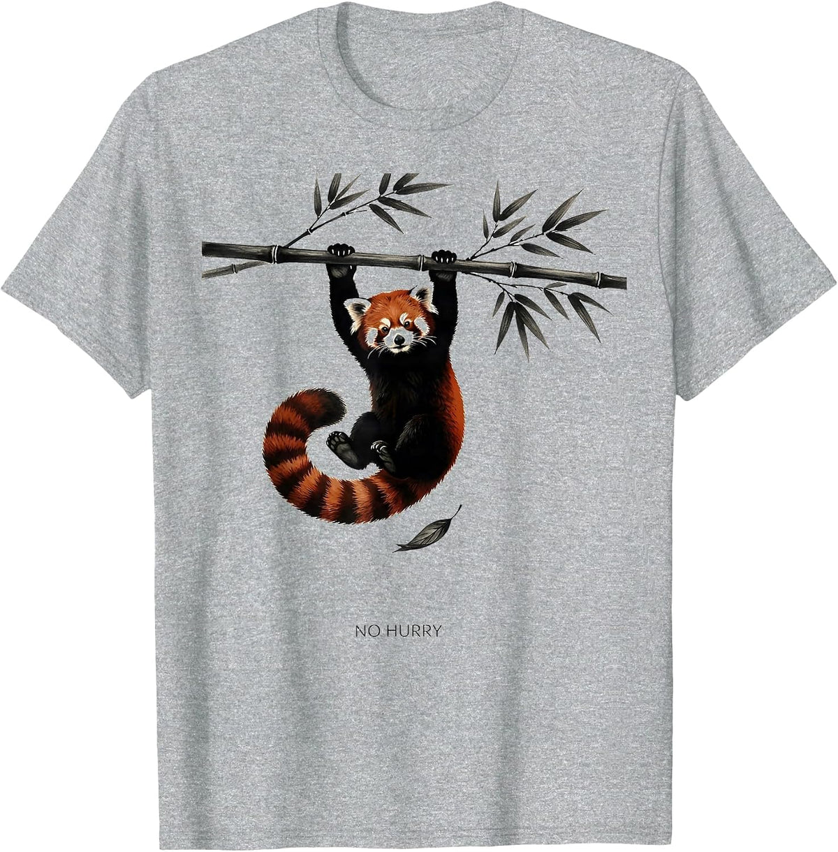 Men's No Hurry Minimalist Red Panda Cute Humor Animal Lover Gift T-Shirt - Heather Grey