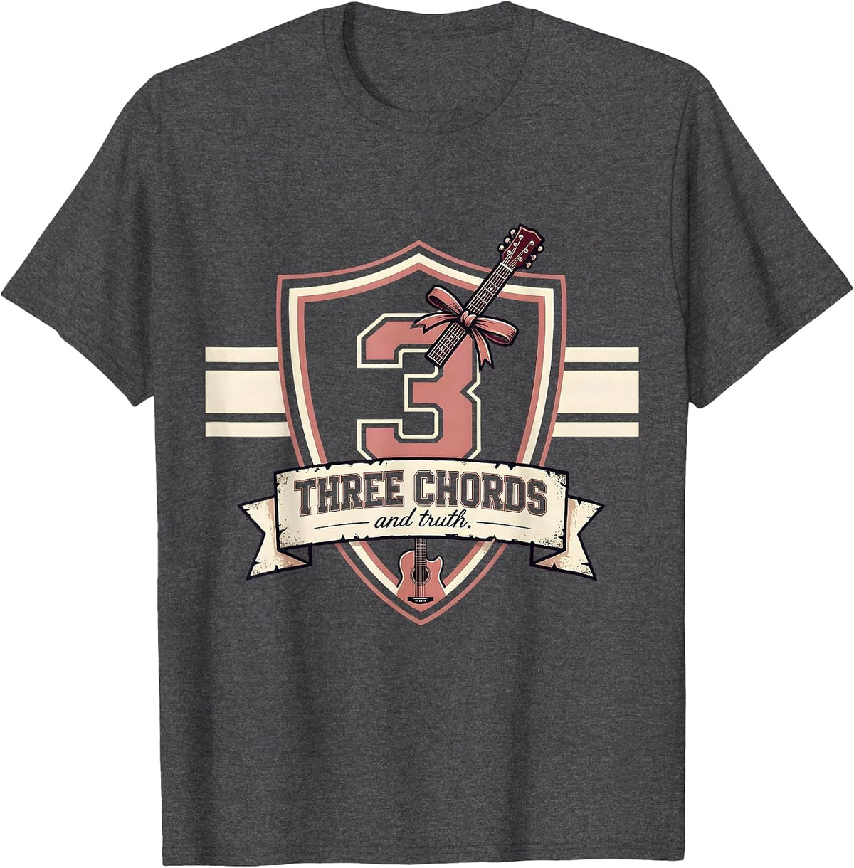 Three Chords and Truth Country Music Design T-Shirt - Dark Heather Grey
