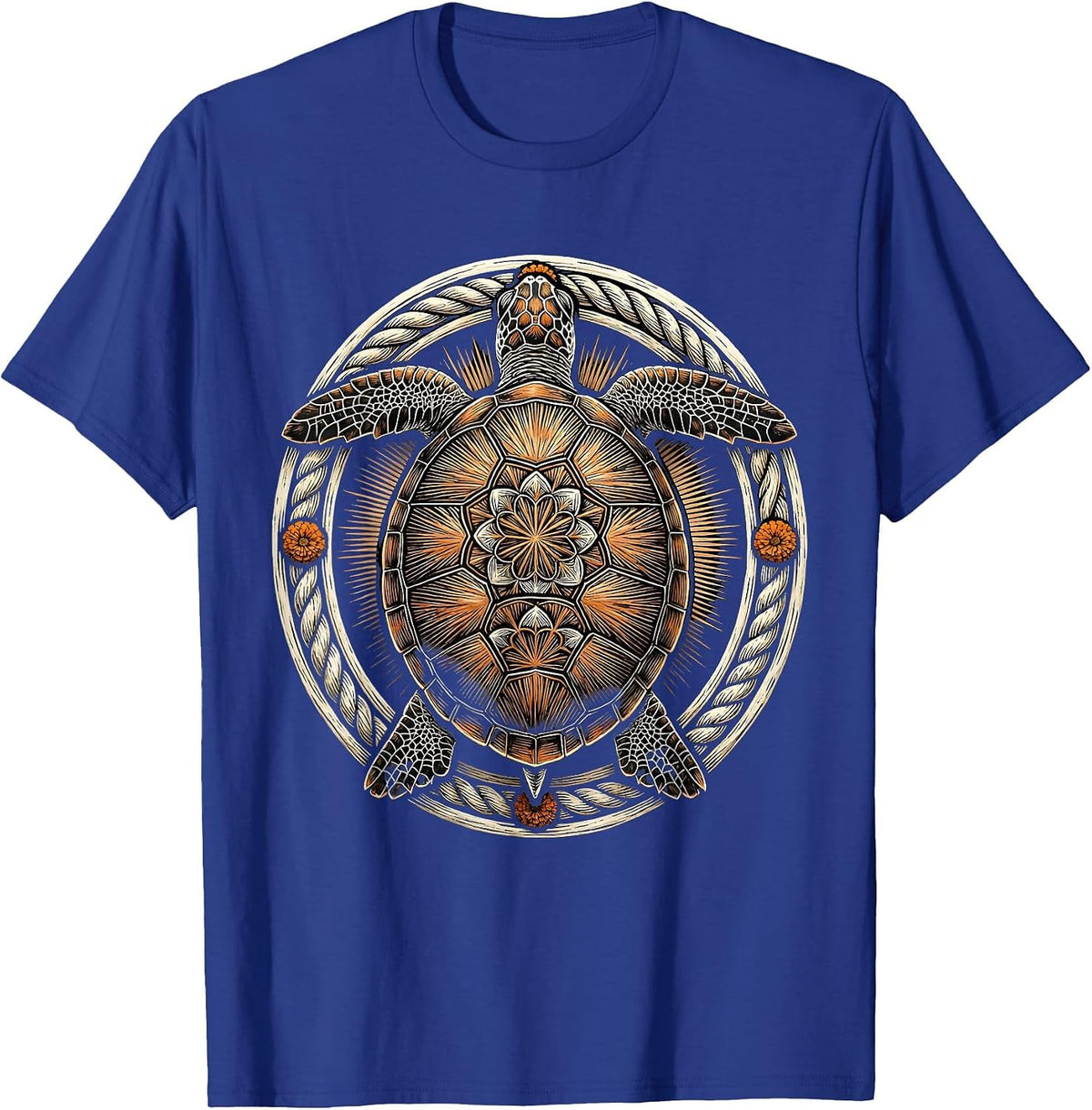 Mexican Sea Turtle Mandala Art Design T-Shirt - Royal Blue