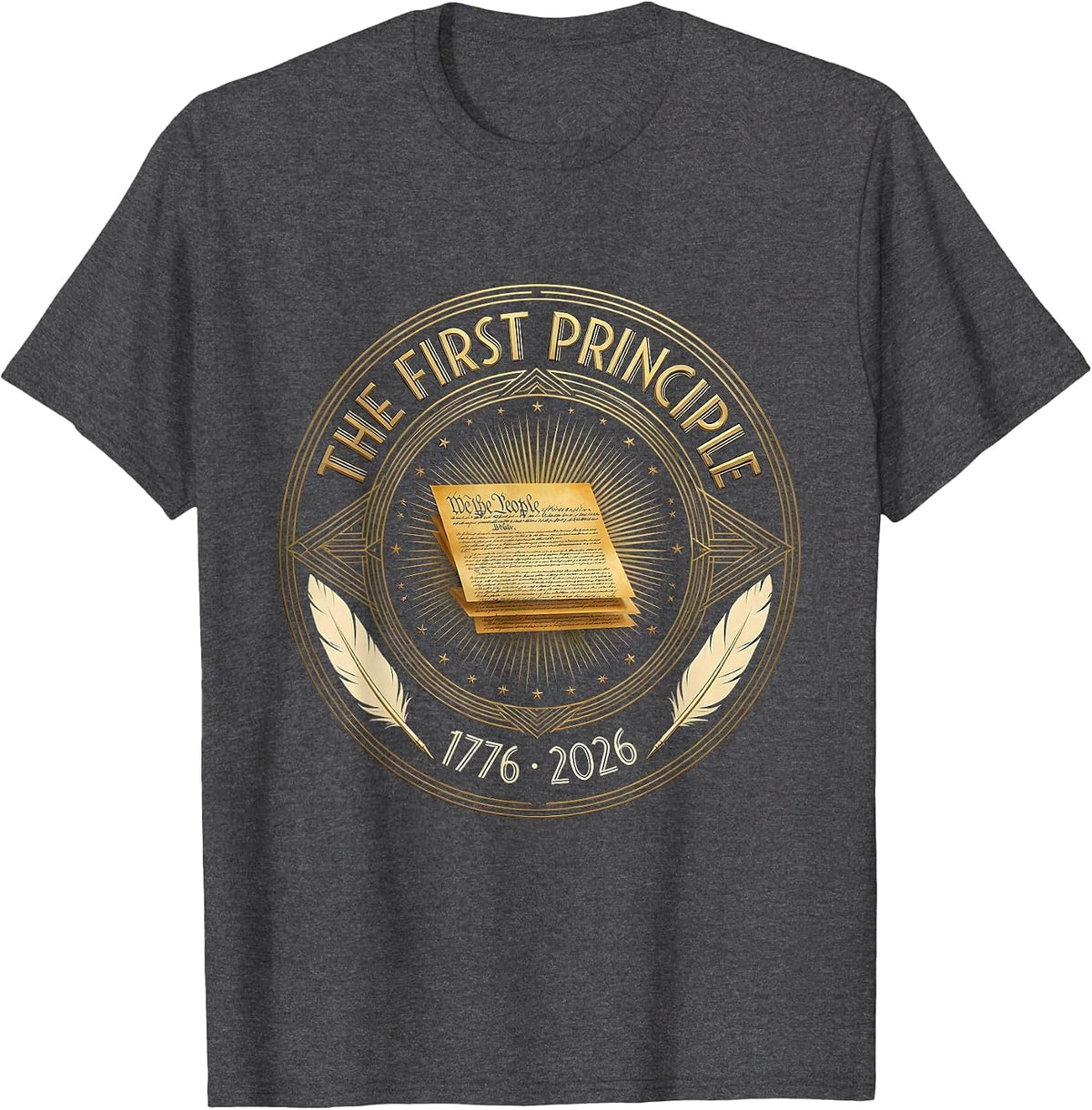 The First Principle Vintage Patriotic Memorial Day T-Shirt - Dark Heather Grey