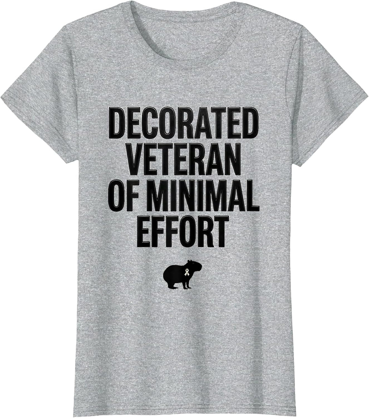 Decorated Veteran Of Minimal Effort Funny Capybara Animal T-Shirt - Heather Grey