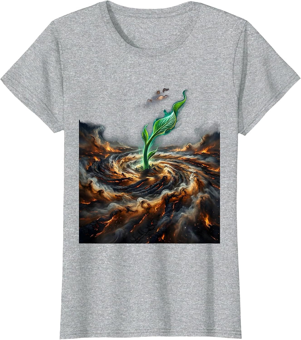 Women's Suicide Prevention Wildfire Hope Green Shoot T-Shirt - Heather Grey