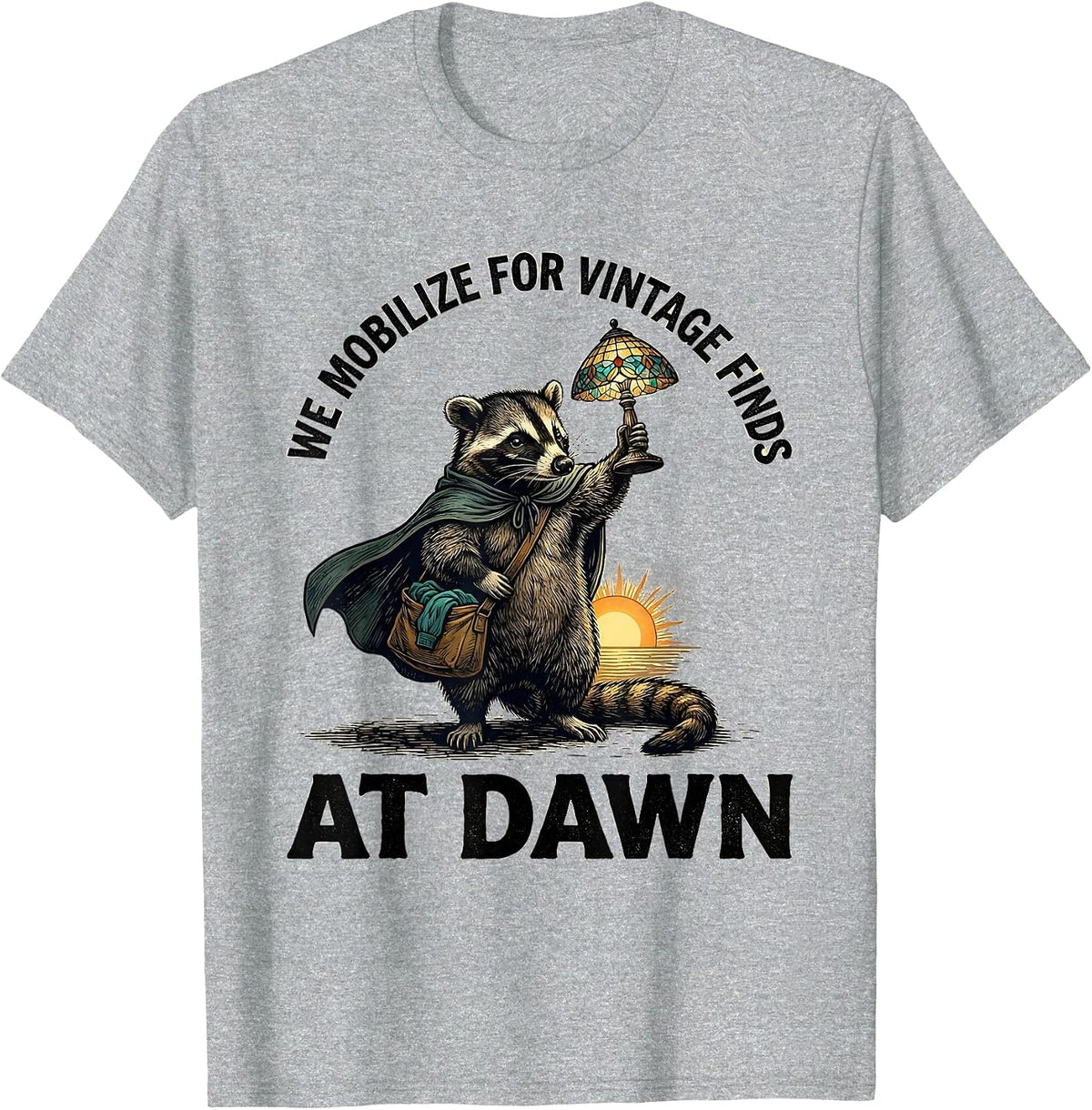Men's We Mobilize For Vintage Finds At Dawn Funny Opossum T-Shirt - Heather Grey
