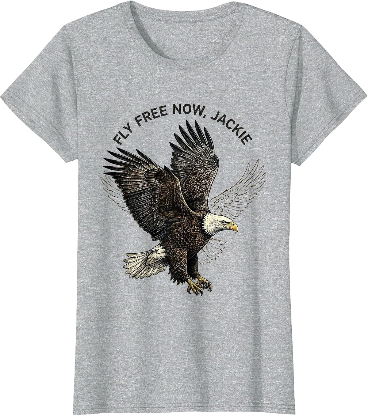 Women's Fly Free Now, Jackie Memorial Bald Eagle Tribute T-Shirt - Heather Grey