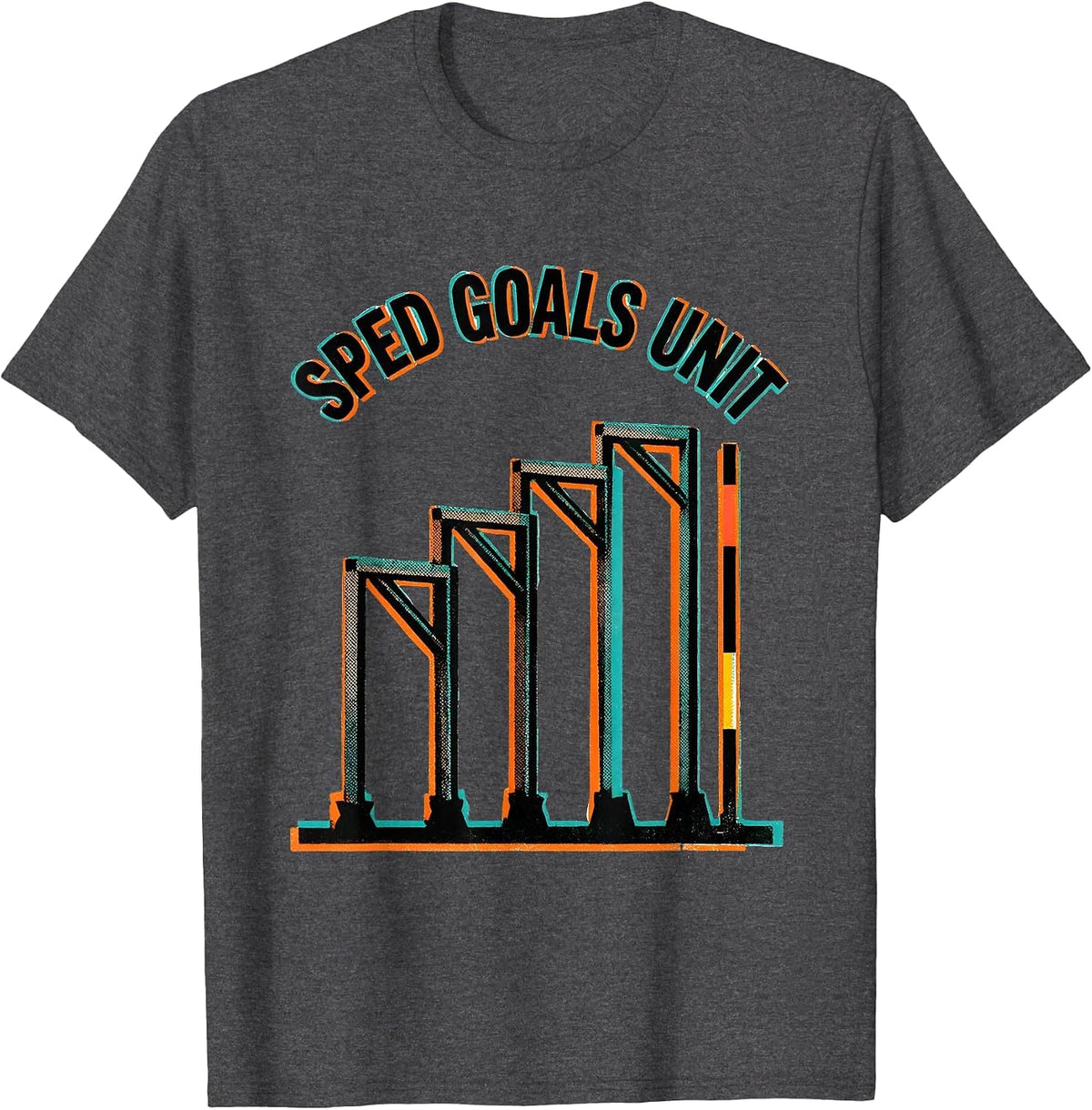 SPED Goals Unit Risograph Special Education Teacher Squad T-Shirt - Dark Heather Grey