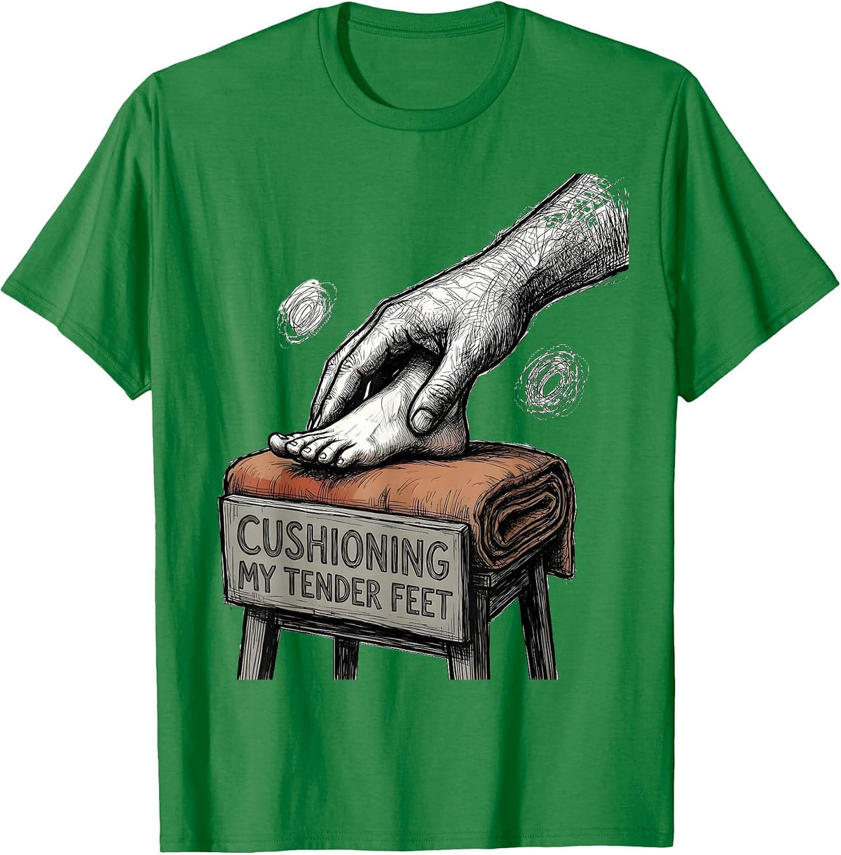 Men's Cushioning My Tender Feet Hand Sketch Nurse Healthcare T-Shirt - Kelly Green