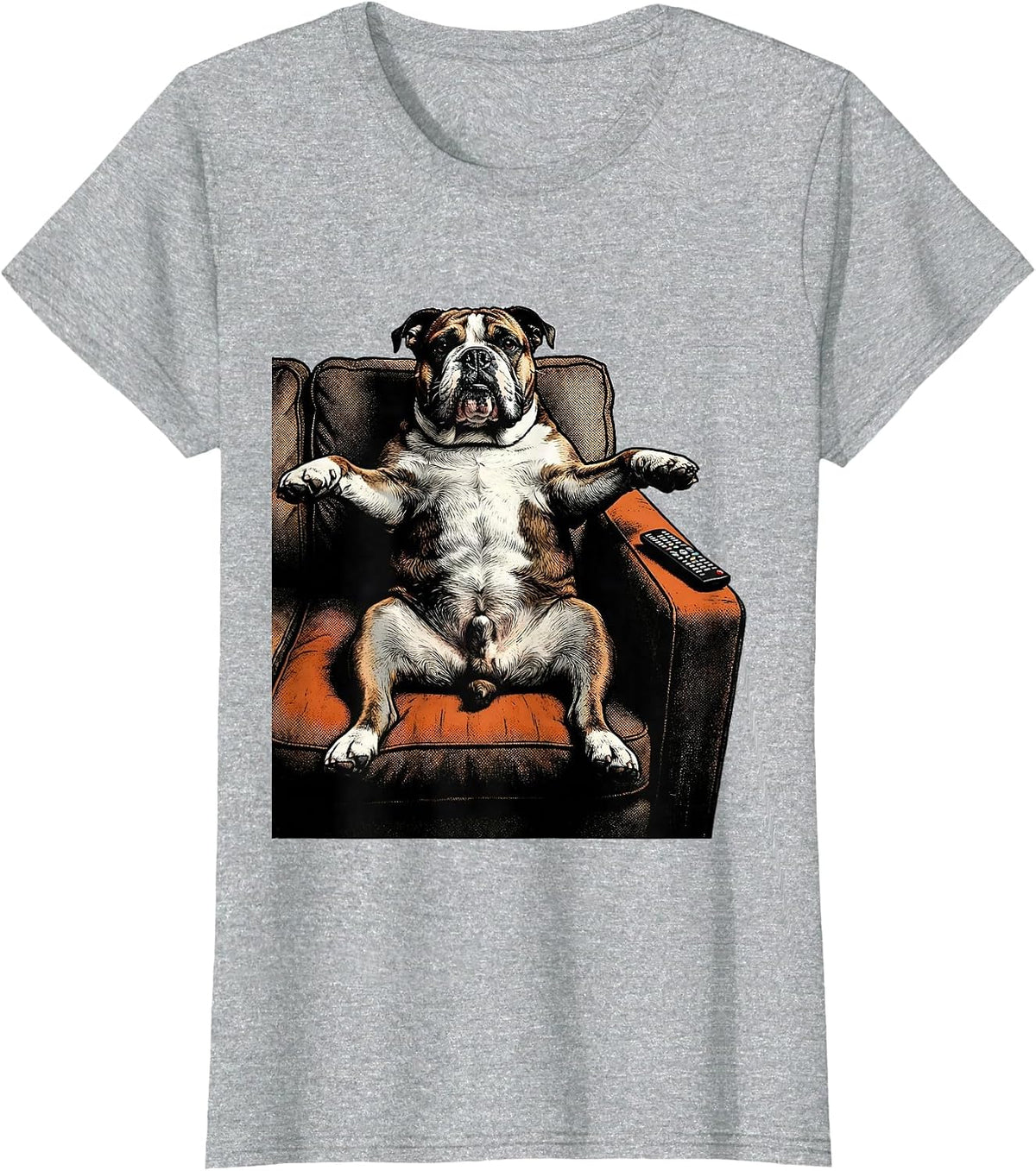 Women's Bull Terrier Belly Rub Funny Dog Meme T-Shirt - Heather Grey