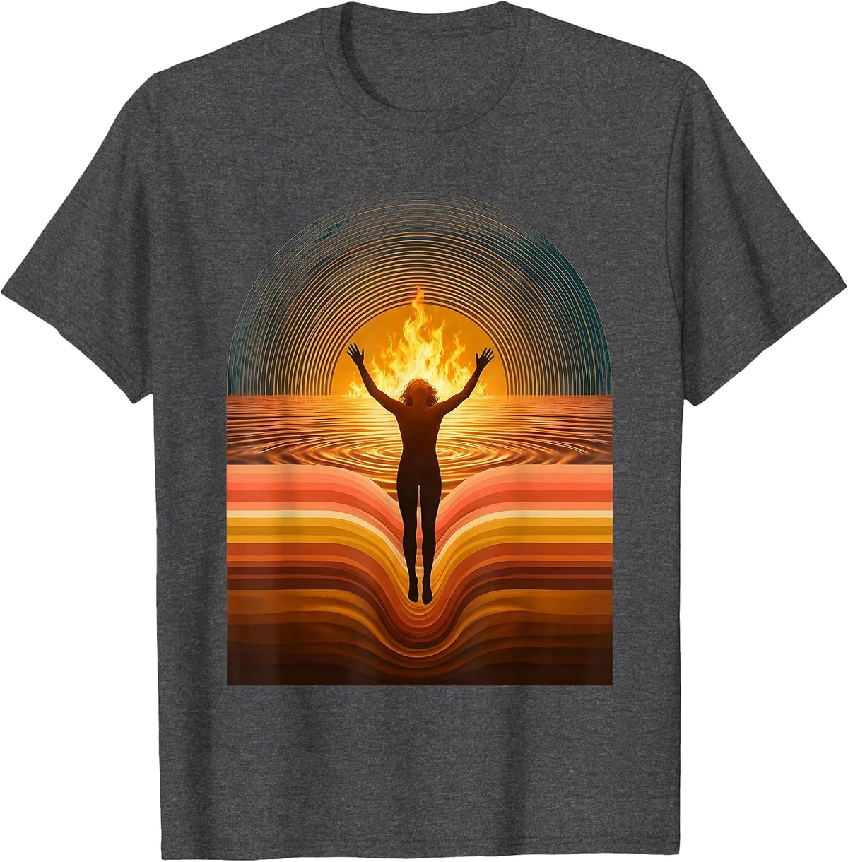 Men's Free Diver Ascending Sunlit Ocean Long Sleeve T-Shirt - Dark Heather Grey