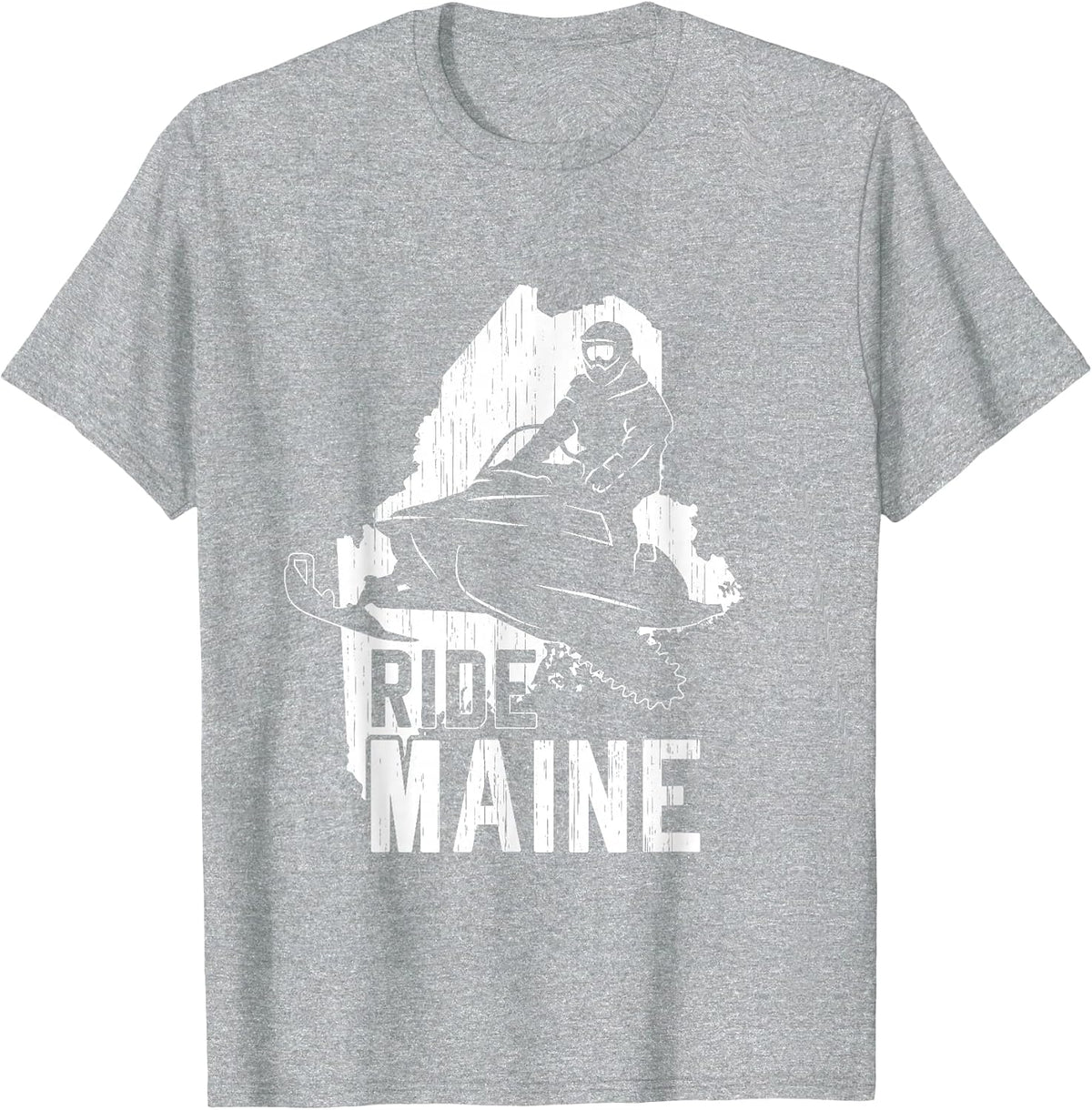 Snowmobile Ride Maine Shirt Vintage Snowmobiling Motor Sled T-Shirt - Heather Grey