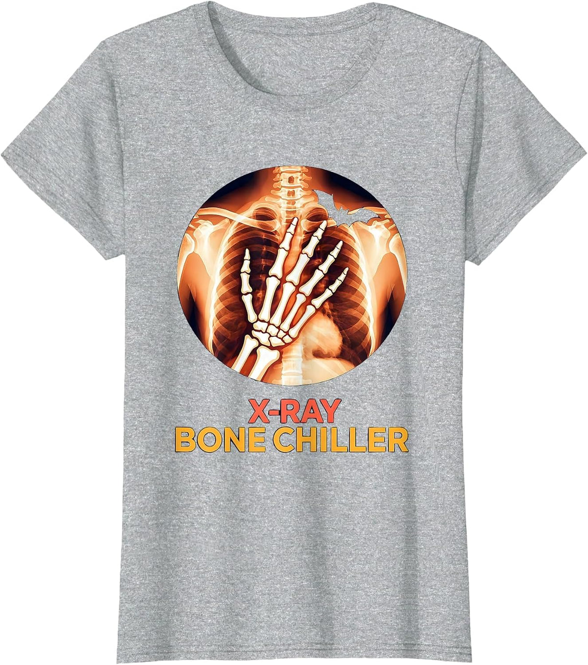 X-Ray Bone Chiller Funny Radiology Tech Halloween Pun T-Shirt - Heather Grey