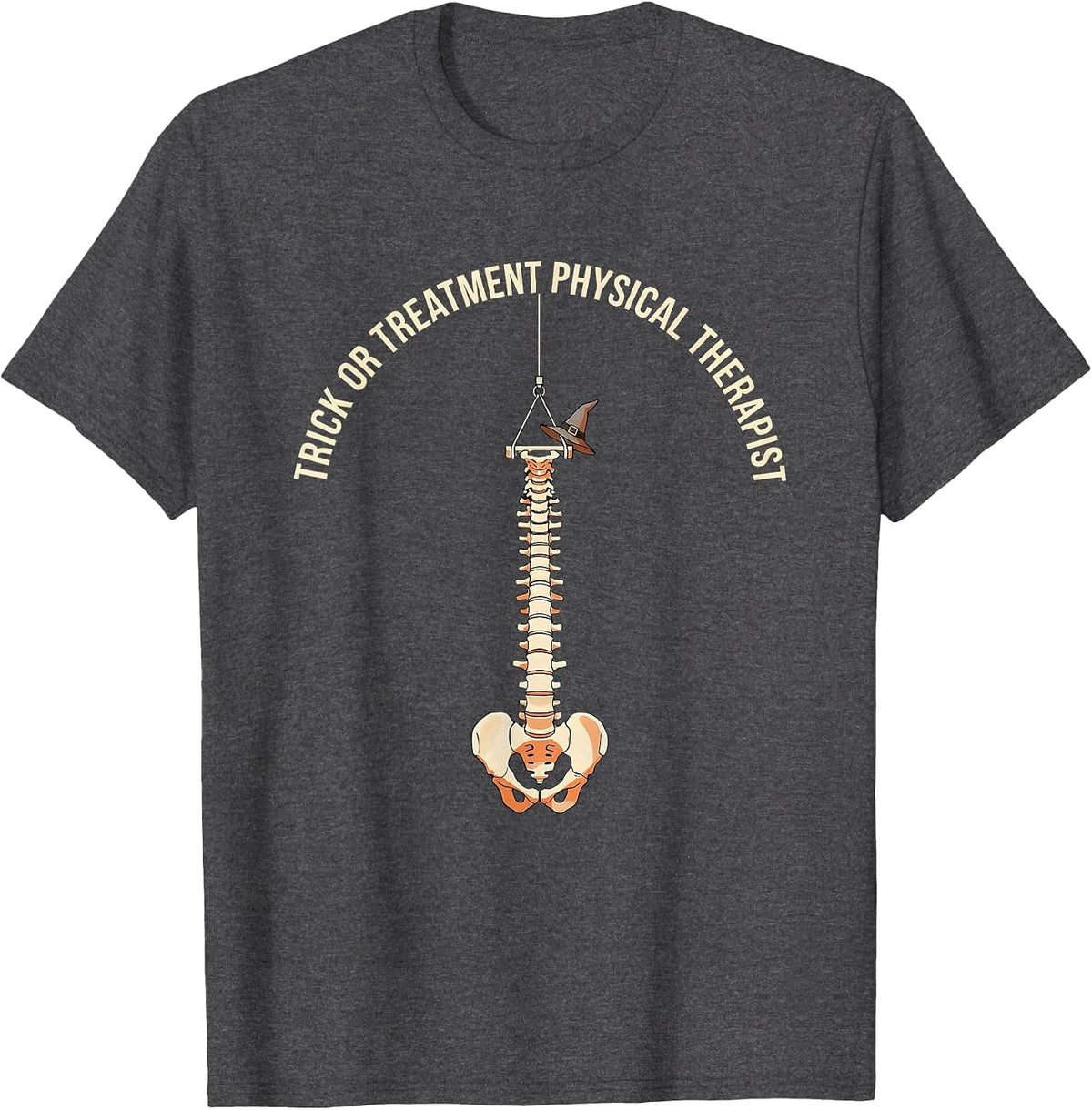 Men's Trick Or Treatment Physical Therapist Halloween PT T-Shirt - Dark Heather Grey
