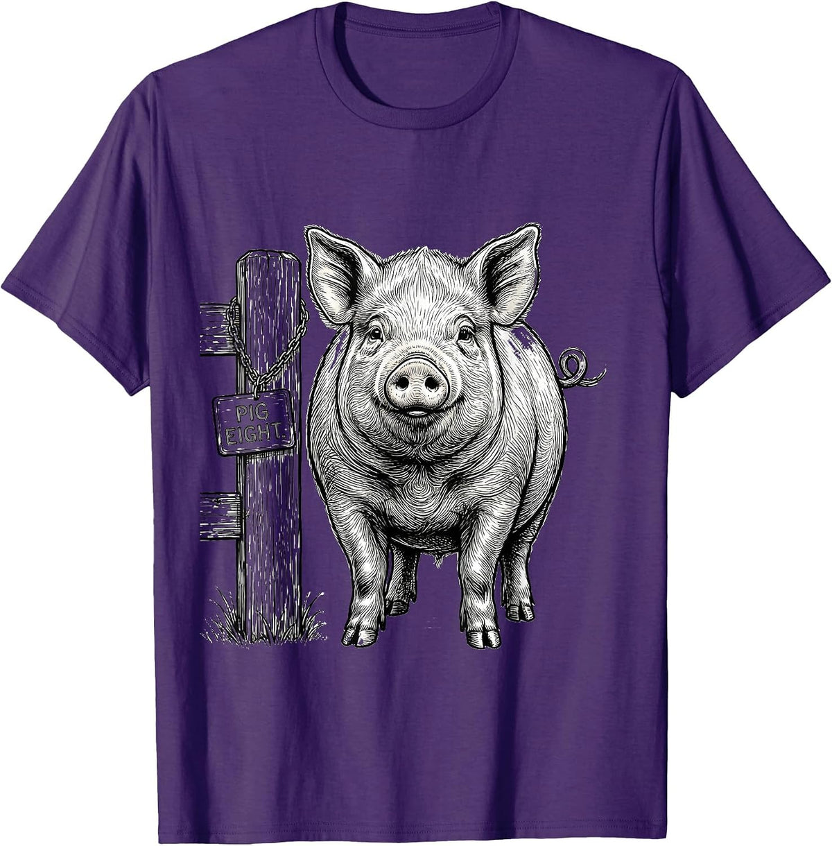 Men's Pig Eight Funny Pig Lover Novelty Humor Gift T-Shirt - Purple