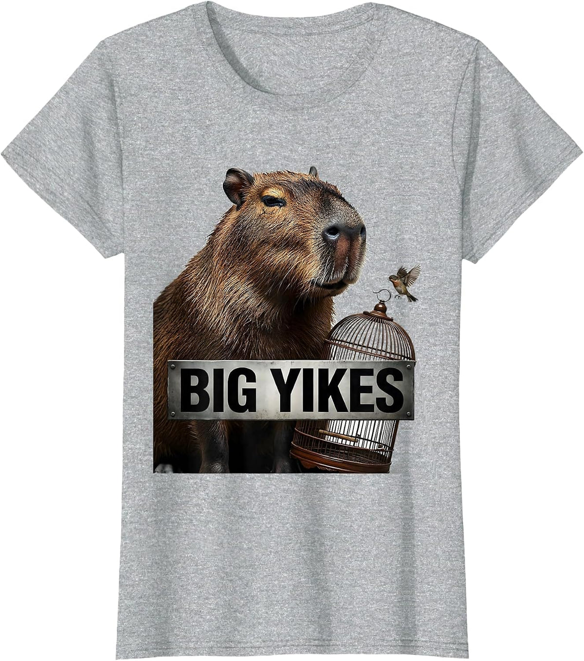 Big Yikes Funny Capybara Animal Meme Humor T-Shirt - Heather Grey
