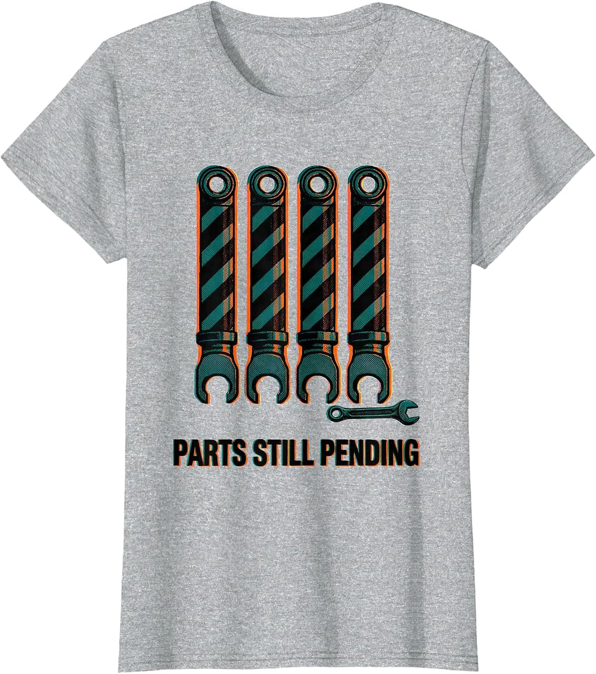 PARTS STILL PENDING Risograph Mechanic Skeleton Auto Repair T-Shirt - Heather Grey