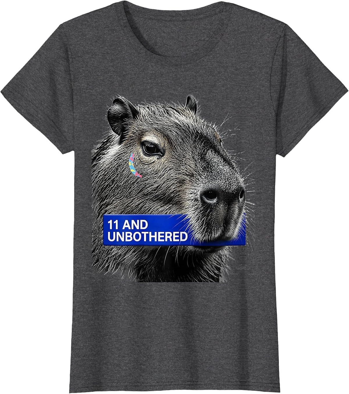 Women's 11 And Unbothered Funny Capybara Meme Birthday Humor T-Shirt - Dark Heather Grey