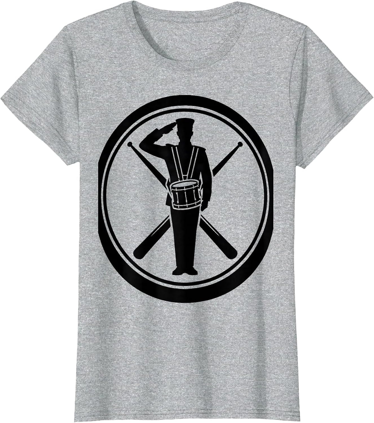 Marching Bass Drum Silhouette Drummer Humor T-Shirt - Heather Grey