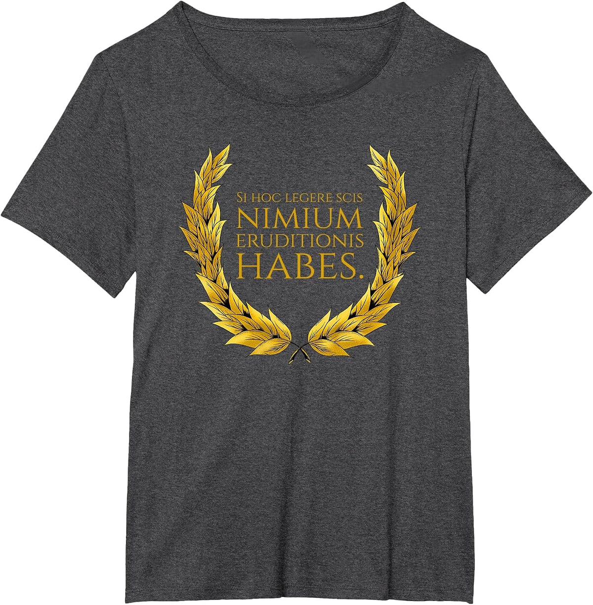 Latin Saying - Si Hoc Legere Scis Nimium Eruditionis Habes T-Shirt - Dark Heather Grey
