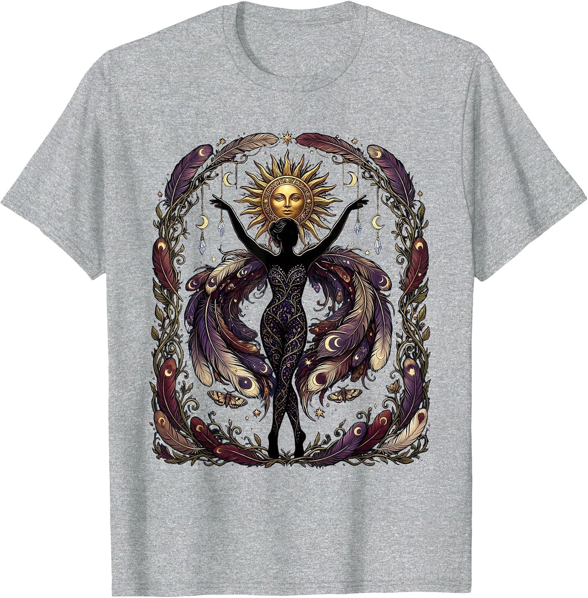Men's Mardi Gras Dancing Feathered Boa Silhouette T-Shirt - Heather Grey