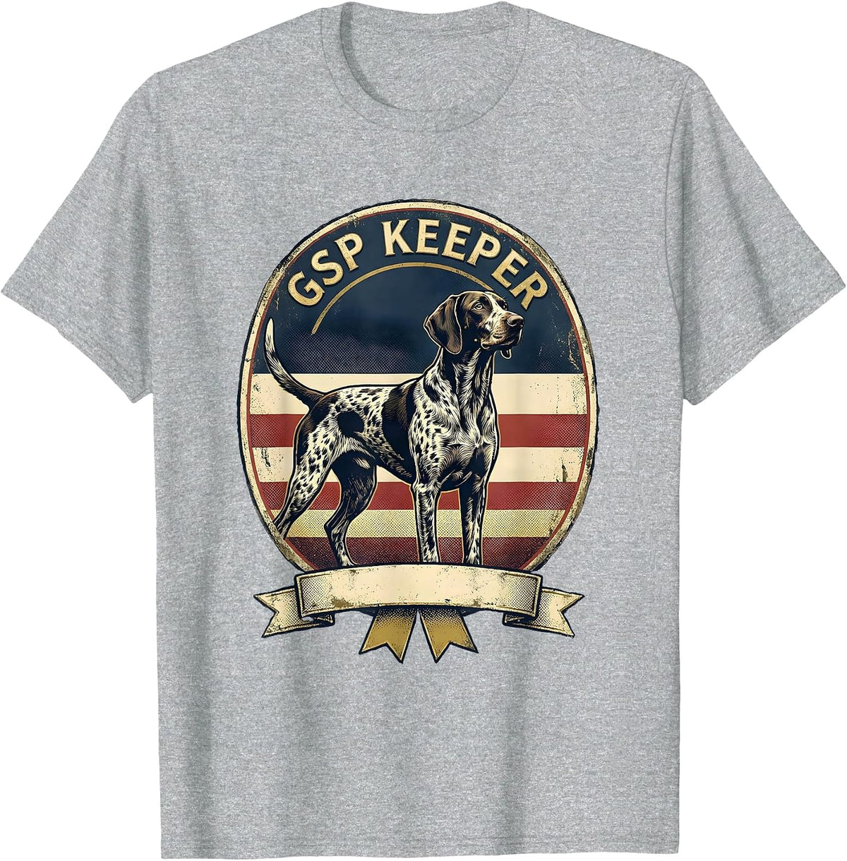 Men's GSP Keeper Patriotic German Shorthaired Pointer Dog Lover T-Shirt - Heather Grey