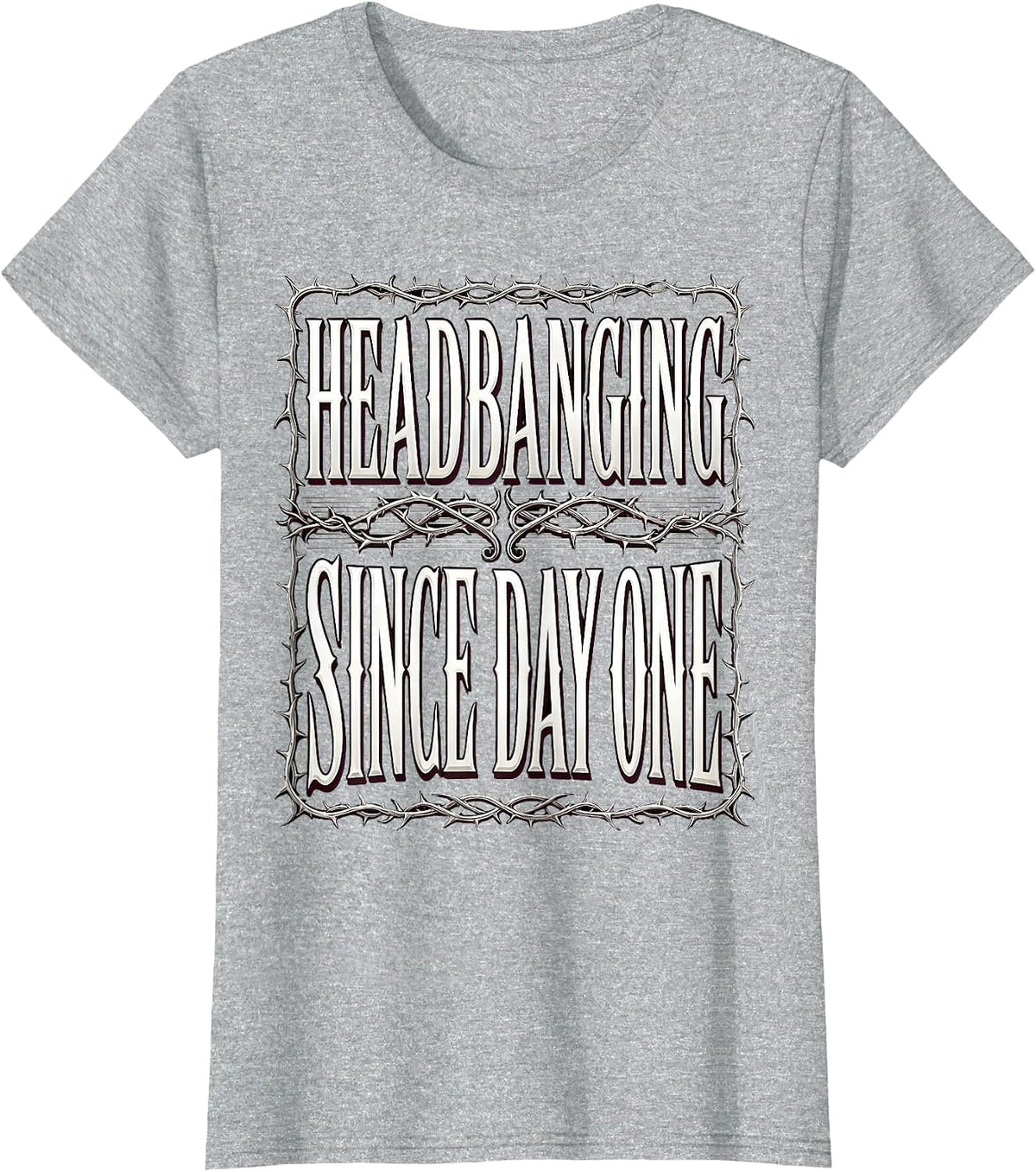 Headbanging Since Day One Rock N Roll Design T-Shirt - Heather Grey