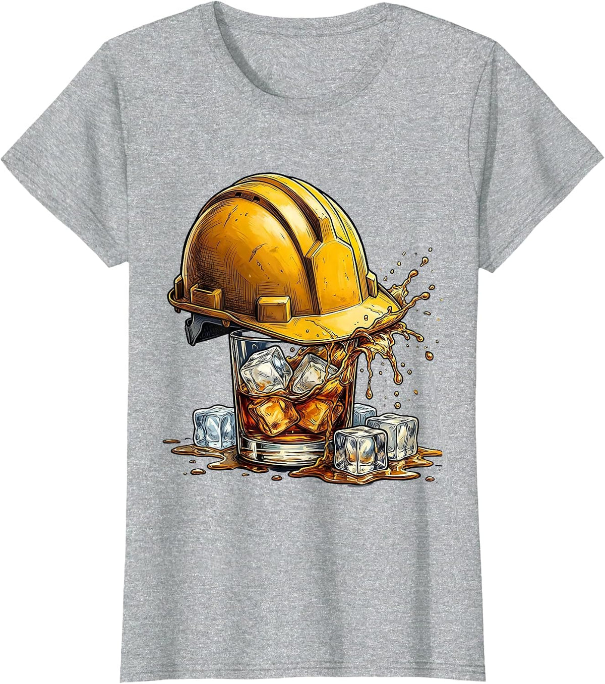 Women's Whiskey Lover Labor Day Hard Hat Graphic T-Shirt - Heather Grey