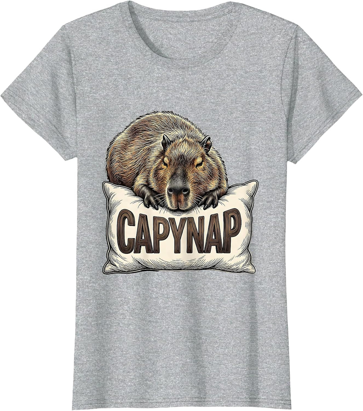 Women's Capynap Cute Capybara Official Sleepshirt Pajama Humor T-Shirt - Heather Grey