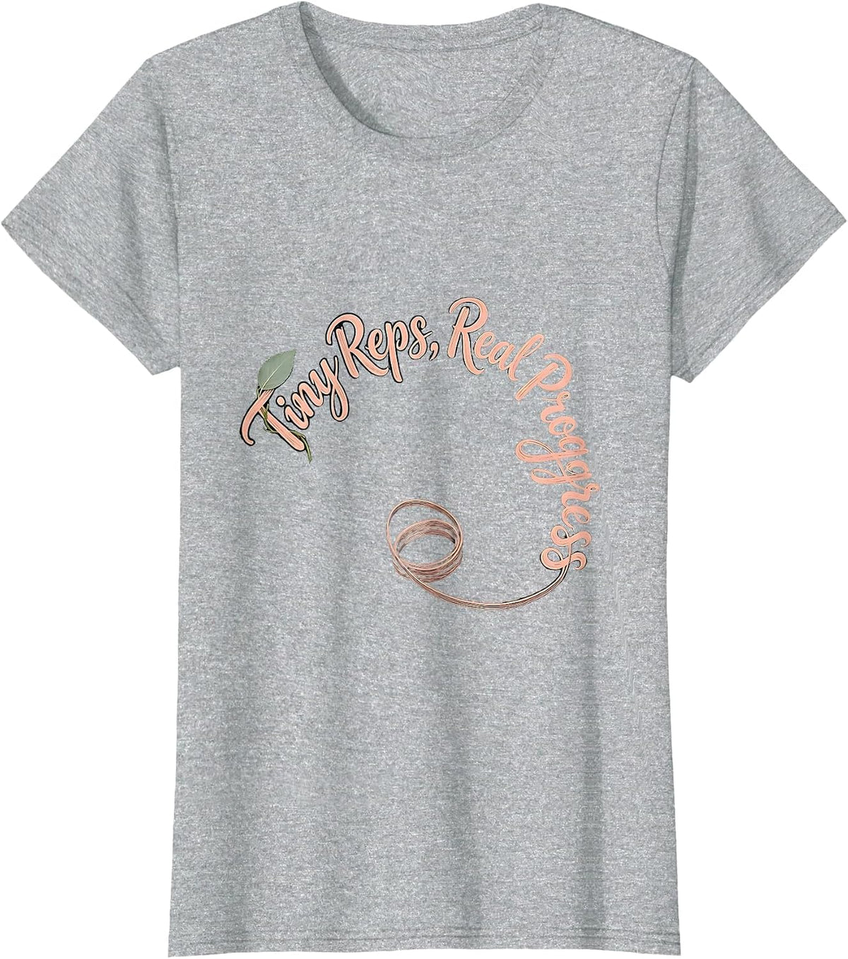 Women's Tiny Reps, Real Progress Boho Typography OT PT Therapist T-Shirt - Heather Grey