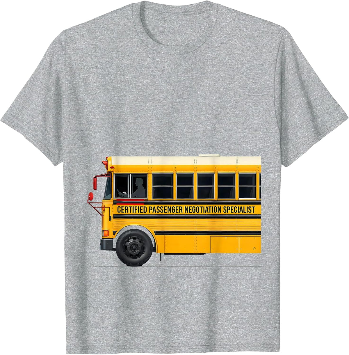 Men's Certified Passenger Negotiation Specialist Funny School Bus T-Shirt - Heather Grey