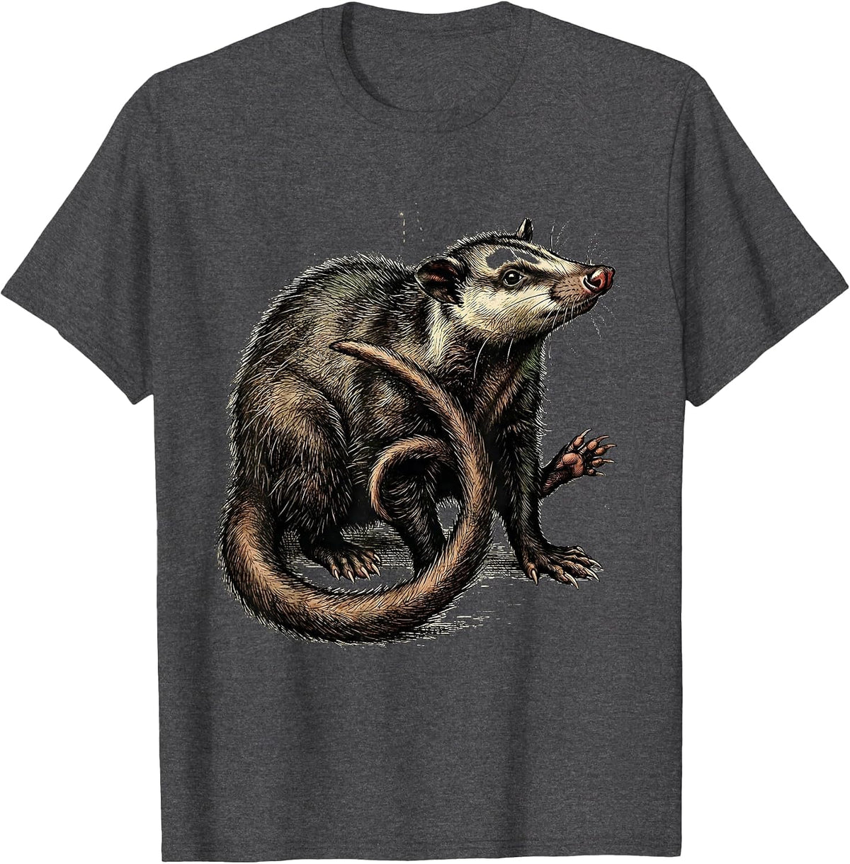 Men's Self-Tangled Opossum Vintage Animal Meme Humor T-Shirt - Dark Heather Grey