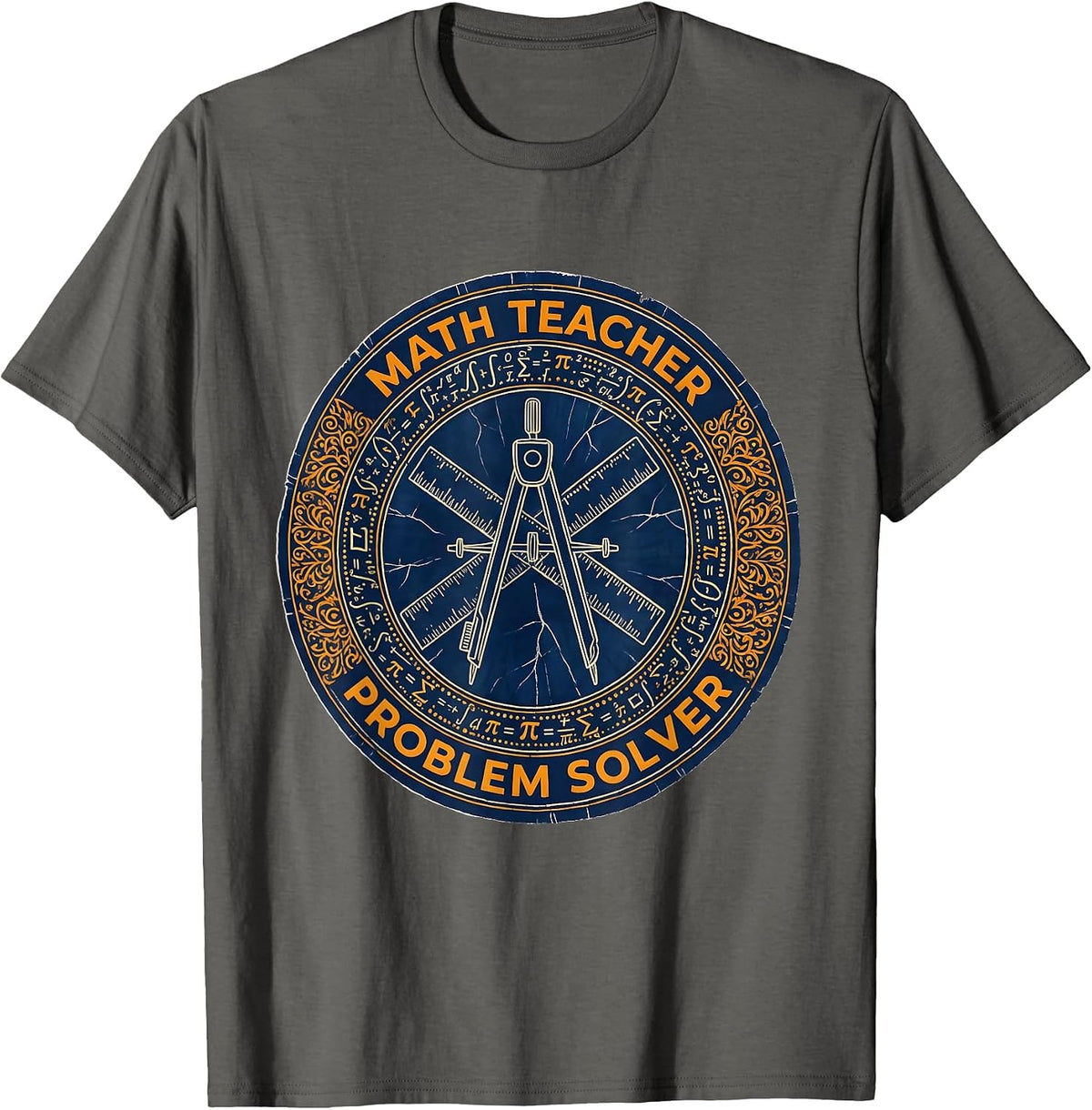 Math Teacher Problem Solver Graphic Design T-Shirt - Asphalt Grey