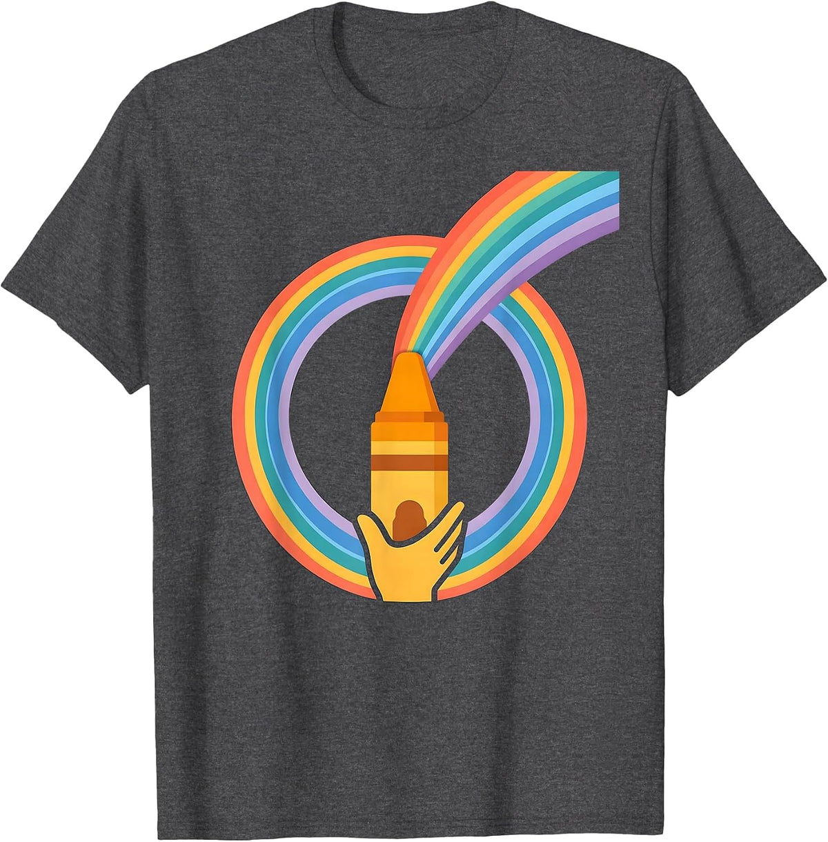Men's Special Education Teacher Crayon Rainbow Art T-Shirt - Dark Heather Grey