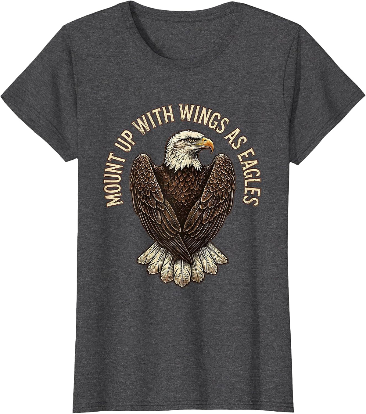 Women's Mount Up With Wings As Eagles Vintage Eagle Fan Gift T-Shirt - Dark Heather Grey