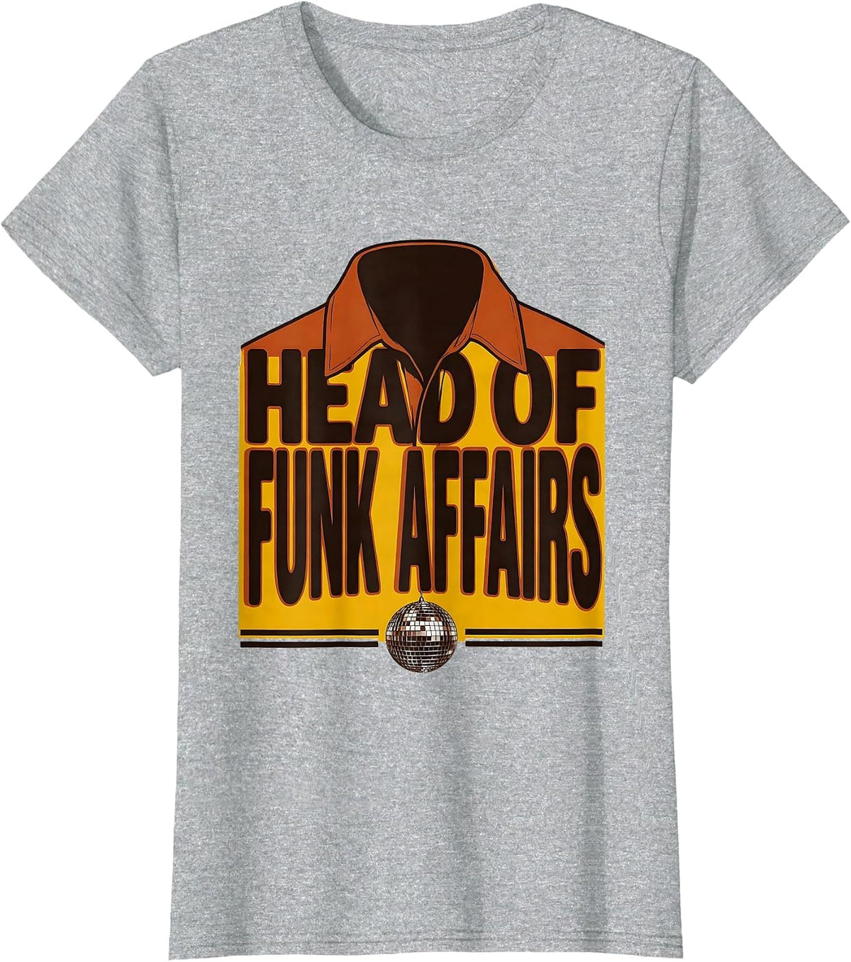 Women's Head Of Funk Affairs Retro 70s Disco Party Costume T-Shirt - Heather Grey