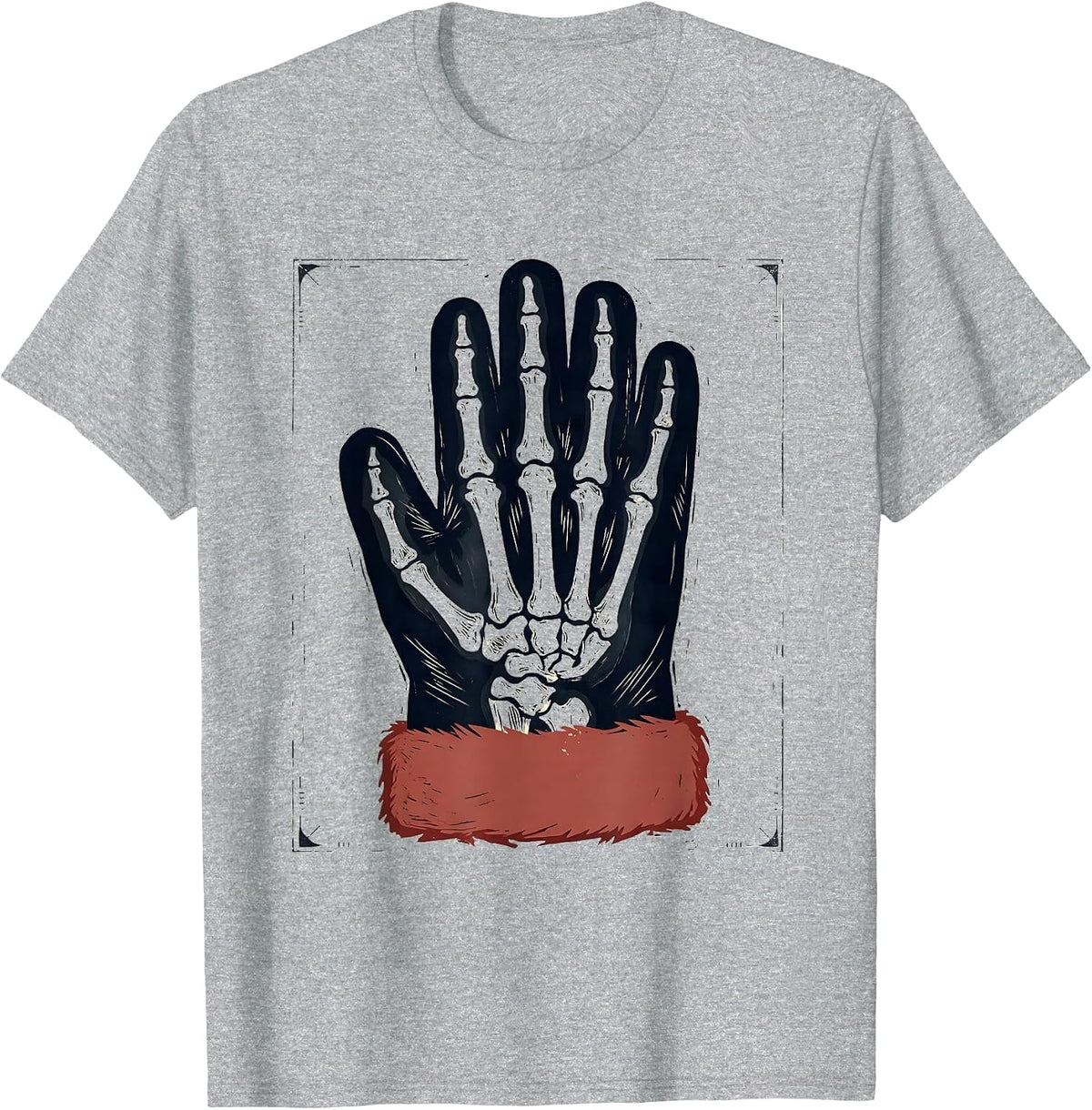 Men's Radiographic Mitten Linocut Christmas Radiology Tech Humor T-Shirt - Heather Grey