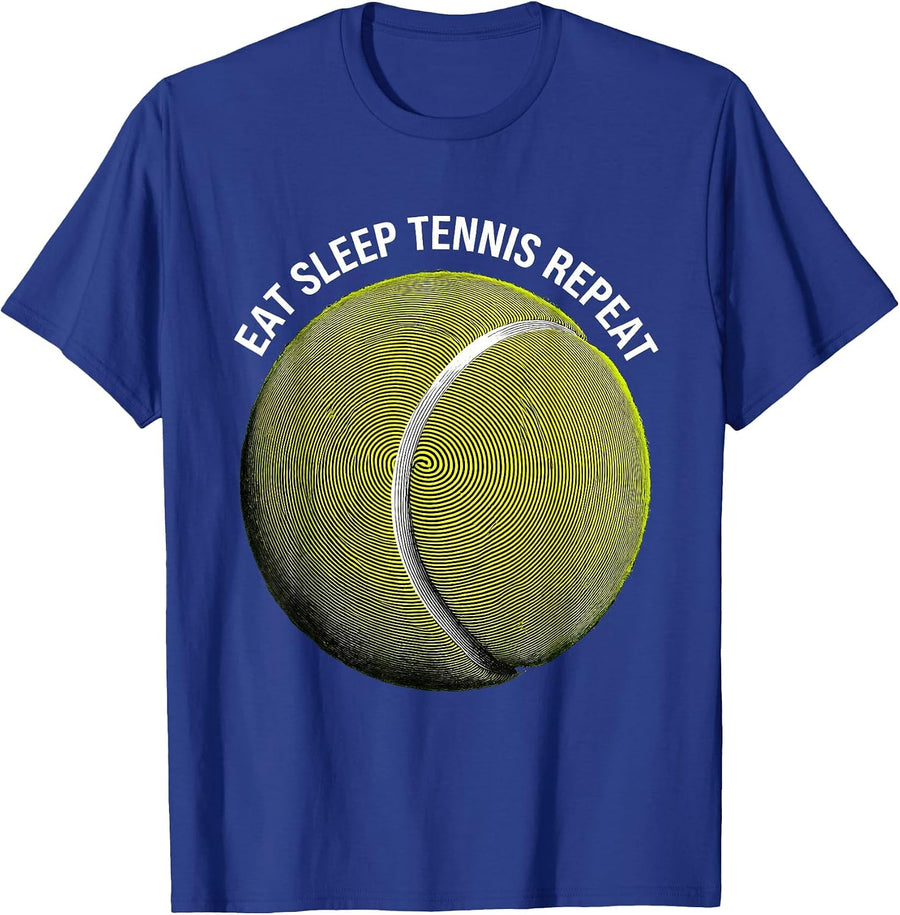 Eat Sleep Tennis Repeat Tennis Lover Design T-Shirt - Royal Blue