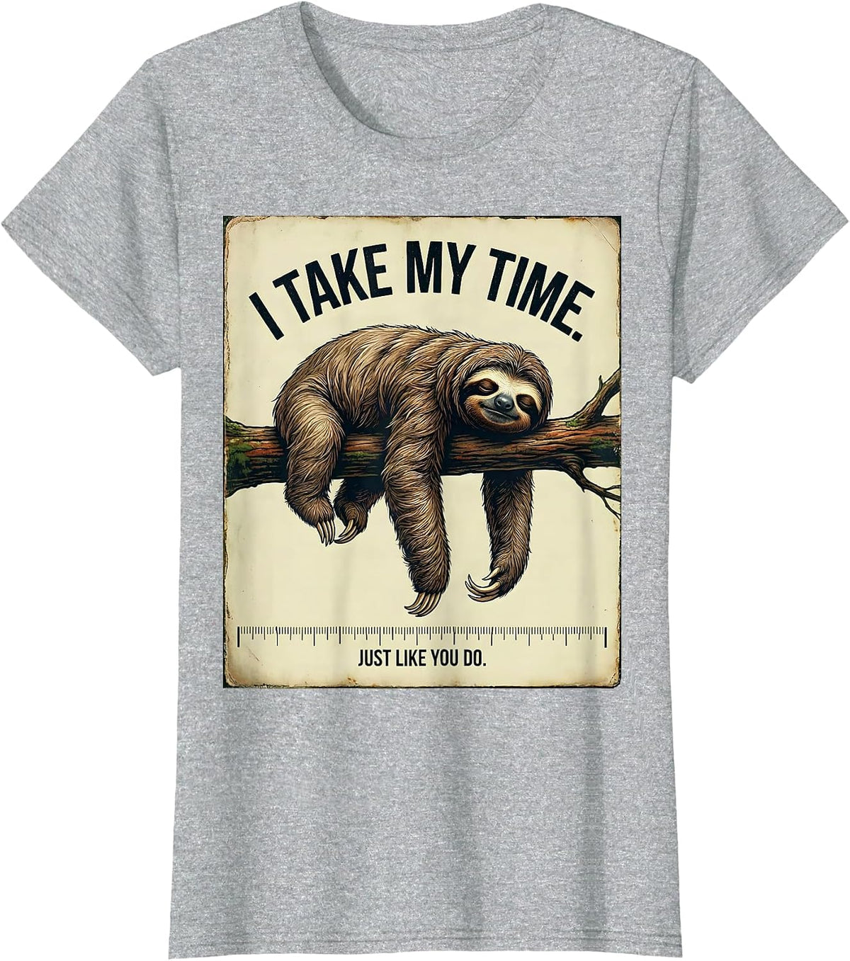 Women's I Take My Time, Just Like You Do Vintage Sloth Lover Gift T-Shirt - Heather Grey