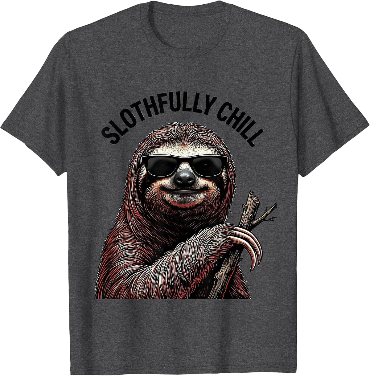 Slothfully Chill Tattoo Animal Lover Wildlife Enthusiast T-Shirt - Dark Heather Grey