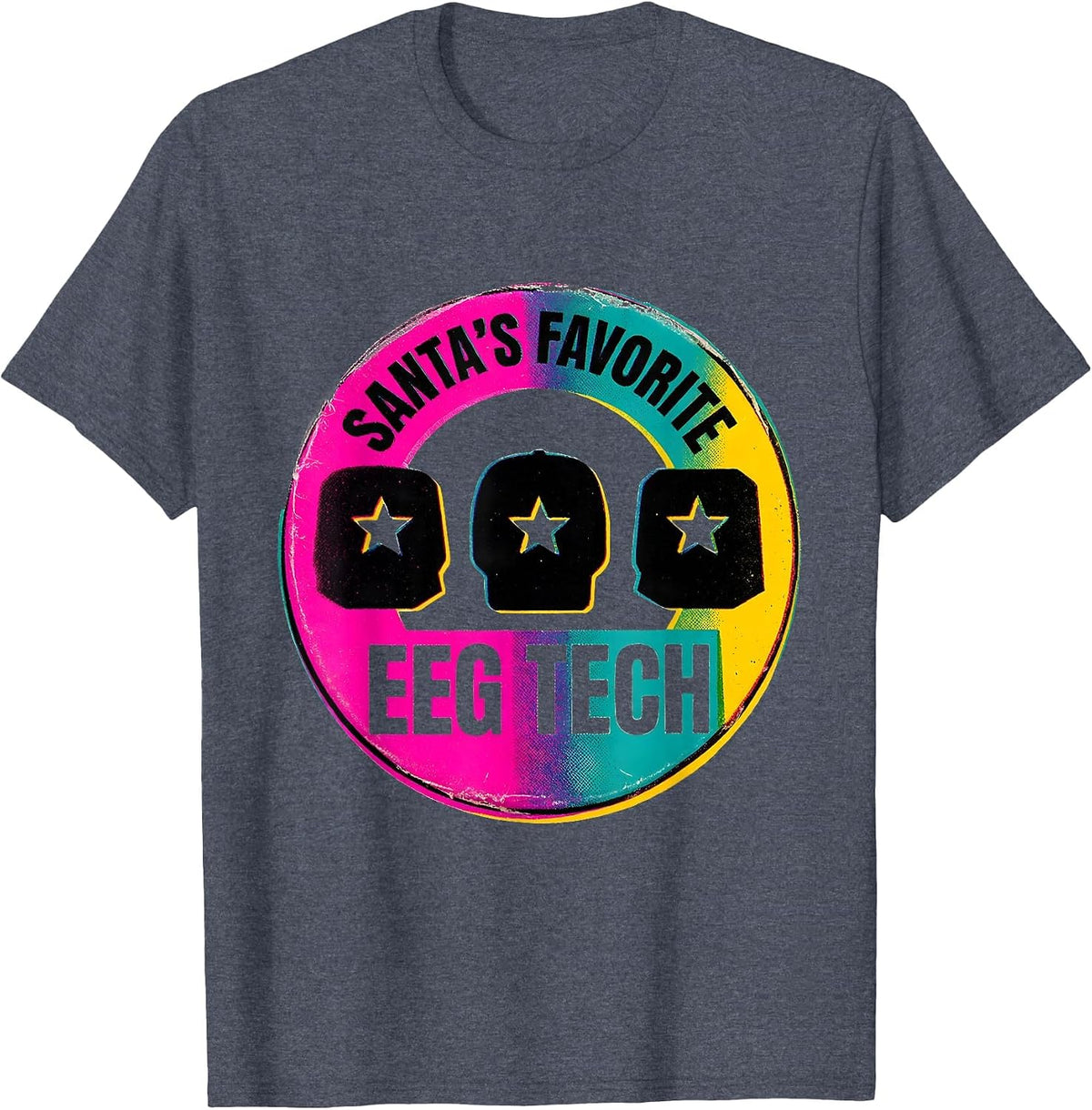 Santa's Favorite EEG Tech Funny Medical Tech Christmas T-Shirt - Heather Blue