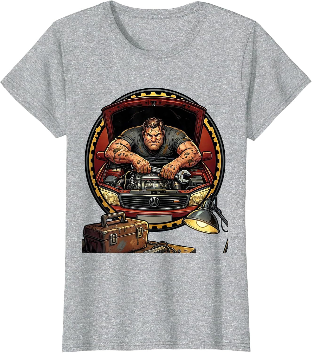 Women's Classic Car Engine Repair Garage Mechanic Dad Tee T-Shirt - Heather Grey