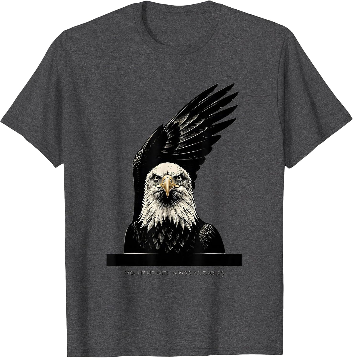 Men's Mount Up With Wings As Eagles Minimalist Eagle Faith Gift T-Shirt - Dark Heather Grey