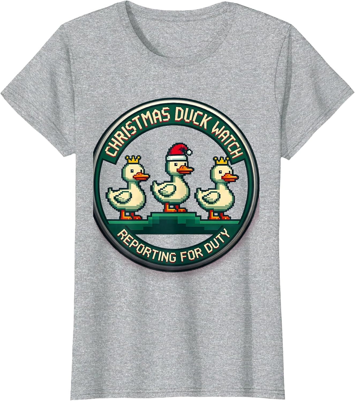 Women's Christmas Duck Watch Reporting for Duty Funny Duck Lover T-Shirt - Heather Grey