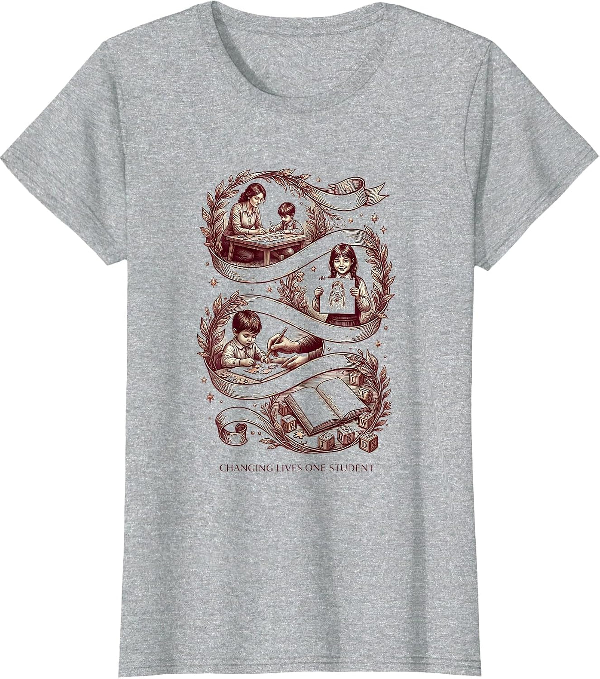Women's Changing Lives One Student Special Education Teacher T-Shirt - Heather Grey